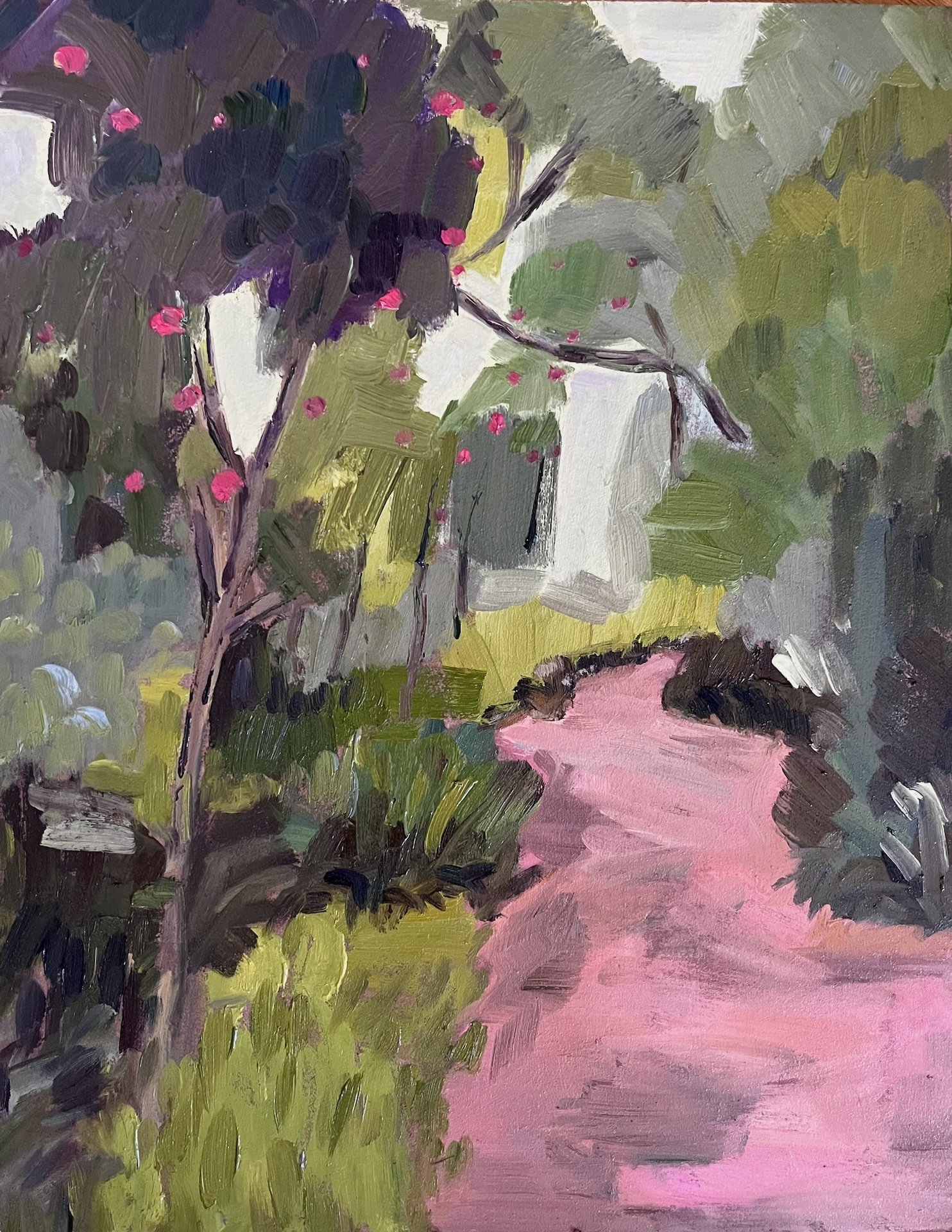  Descanso Camelia Path 2024 oil on panel 15 x 18 