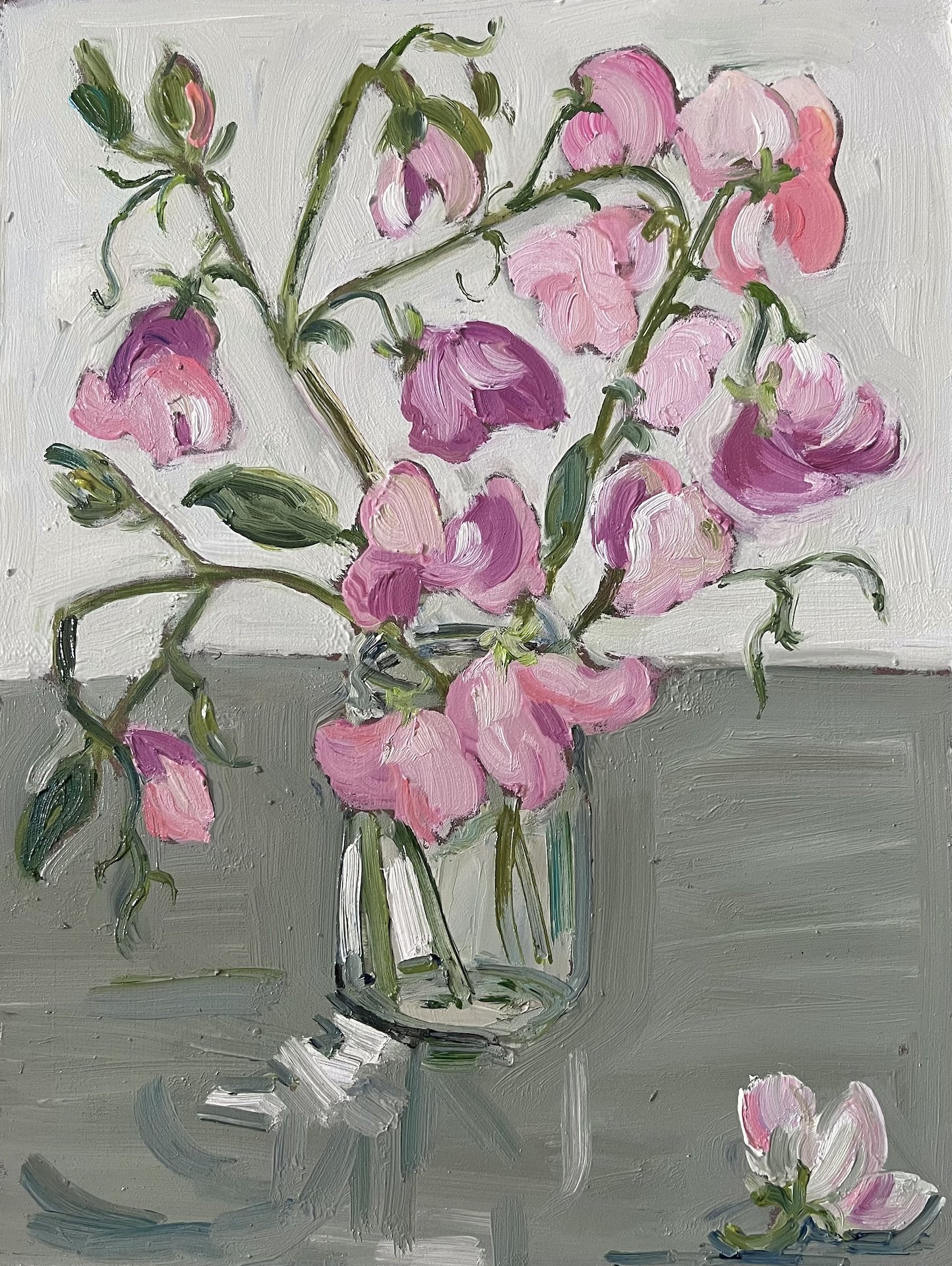  Last of the Sweet Peas 2024 oil on panel 9 x 12   