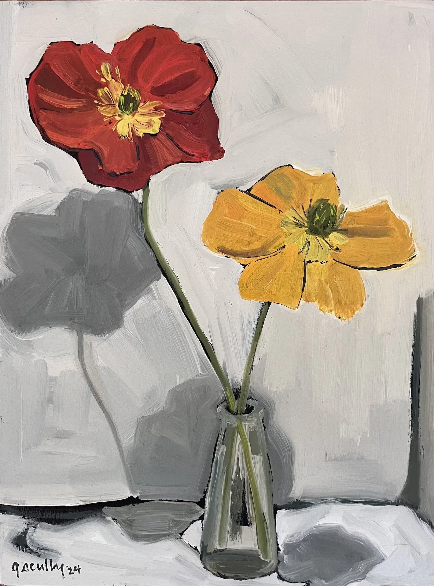  2 Poppies (III) 2024 oil on panel 9 x 12 