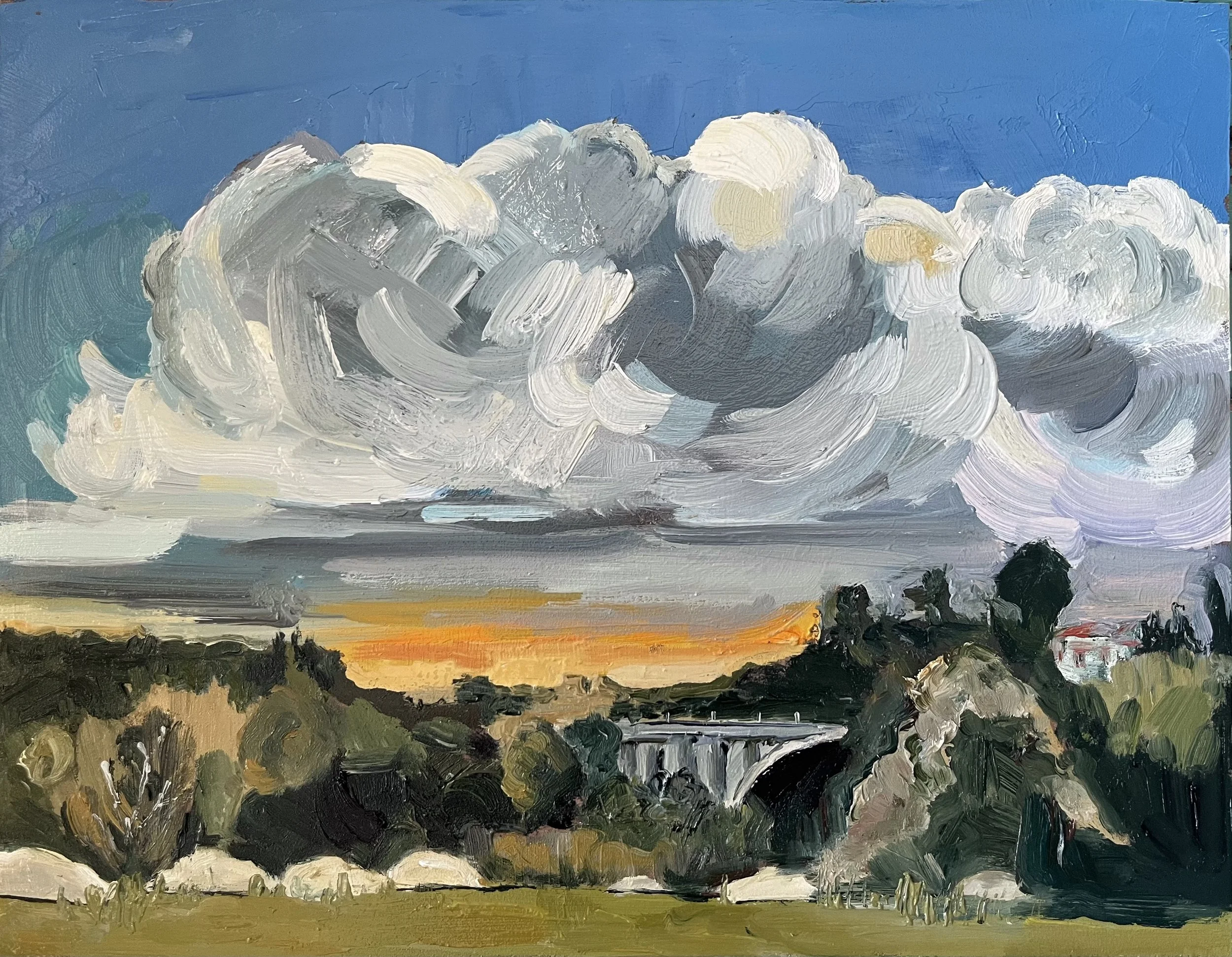  Clouds over the Bridge 2024 oil on panel 9 x 12 