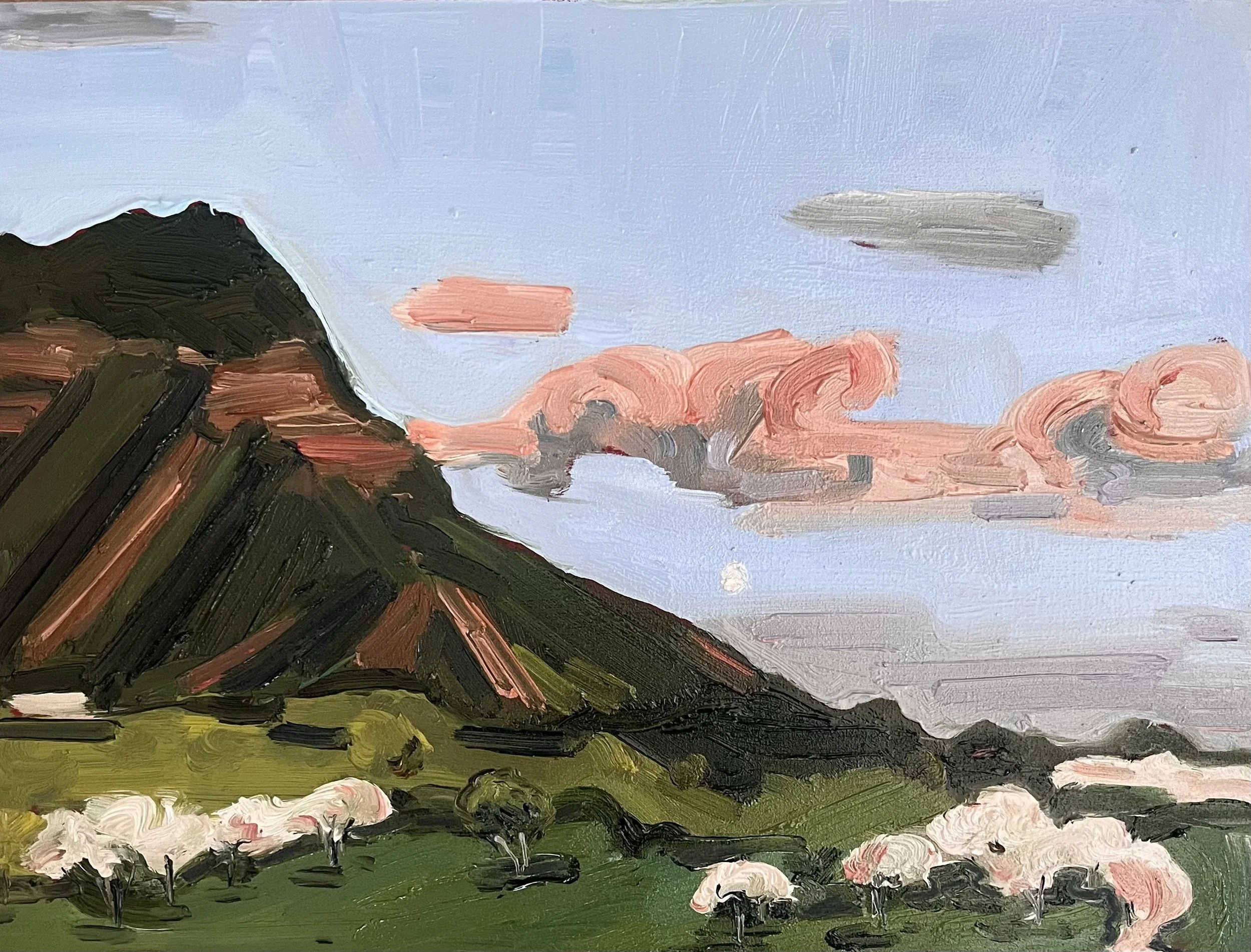  Moonrise over Diamond Head 2024 oil on panel 9 x 12 