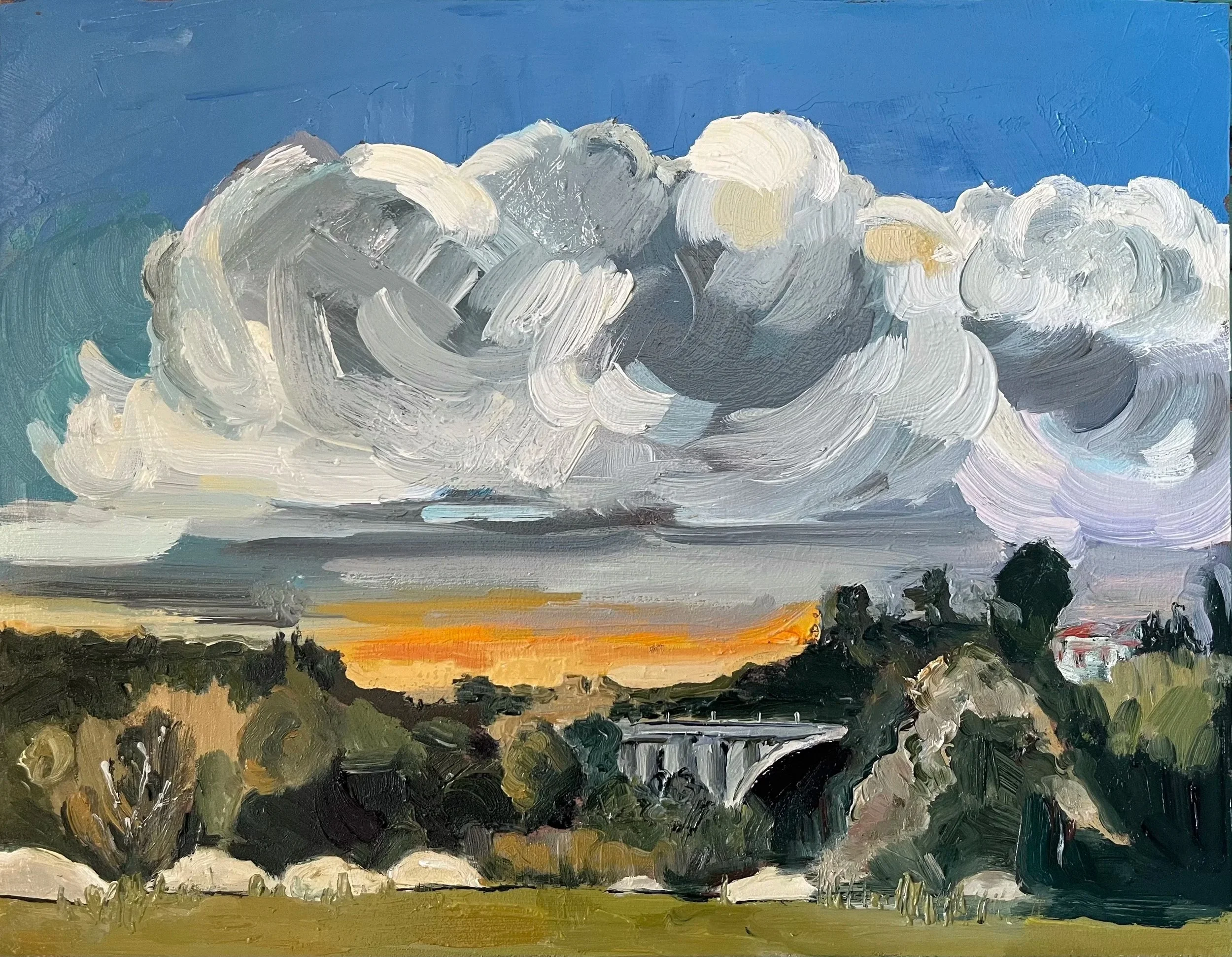  Clouds over the Bridge 2024 oil on panel 9 x 12 