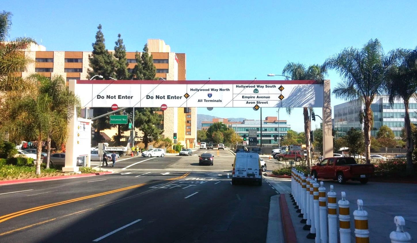 Overhead Traffic Directional at Secondary Building Entrance
