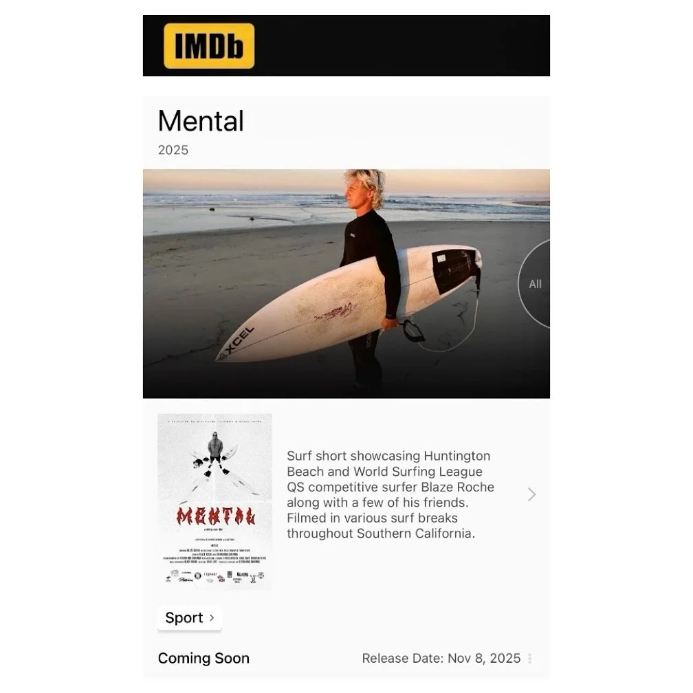 After a year and a half of production, @mental_surf_film release date is finally official: Nov 8, 2025. Showcasing my collaborator: @blaze_roche and featuring @_justinkhan_ @_reesepowers and former pro surfer @timmymissions and edited by @danemmhart.