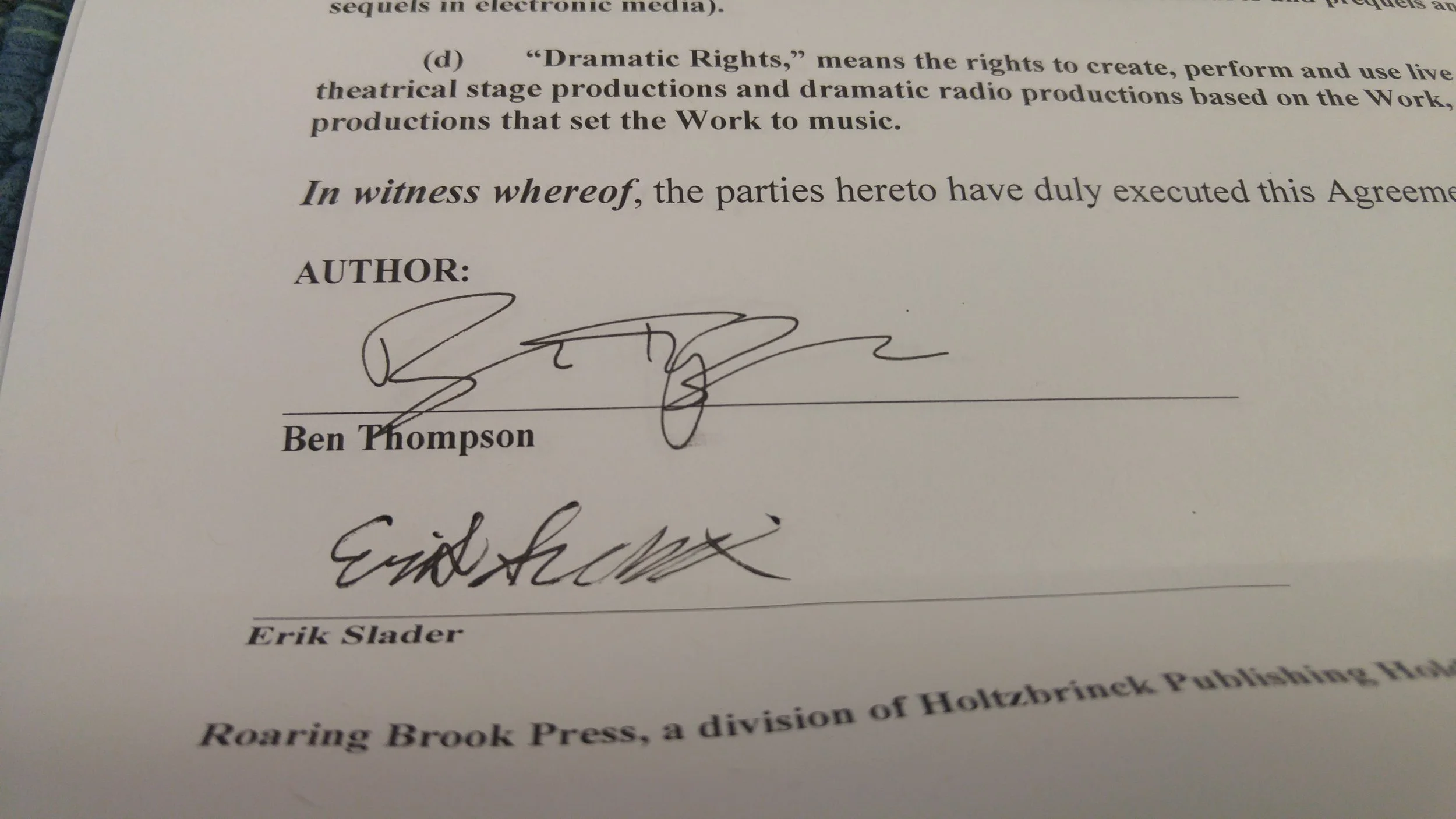 Book Deal Contract Signed (2016)