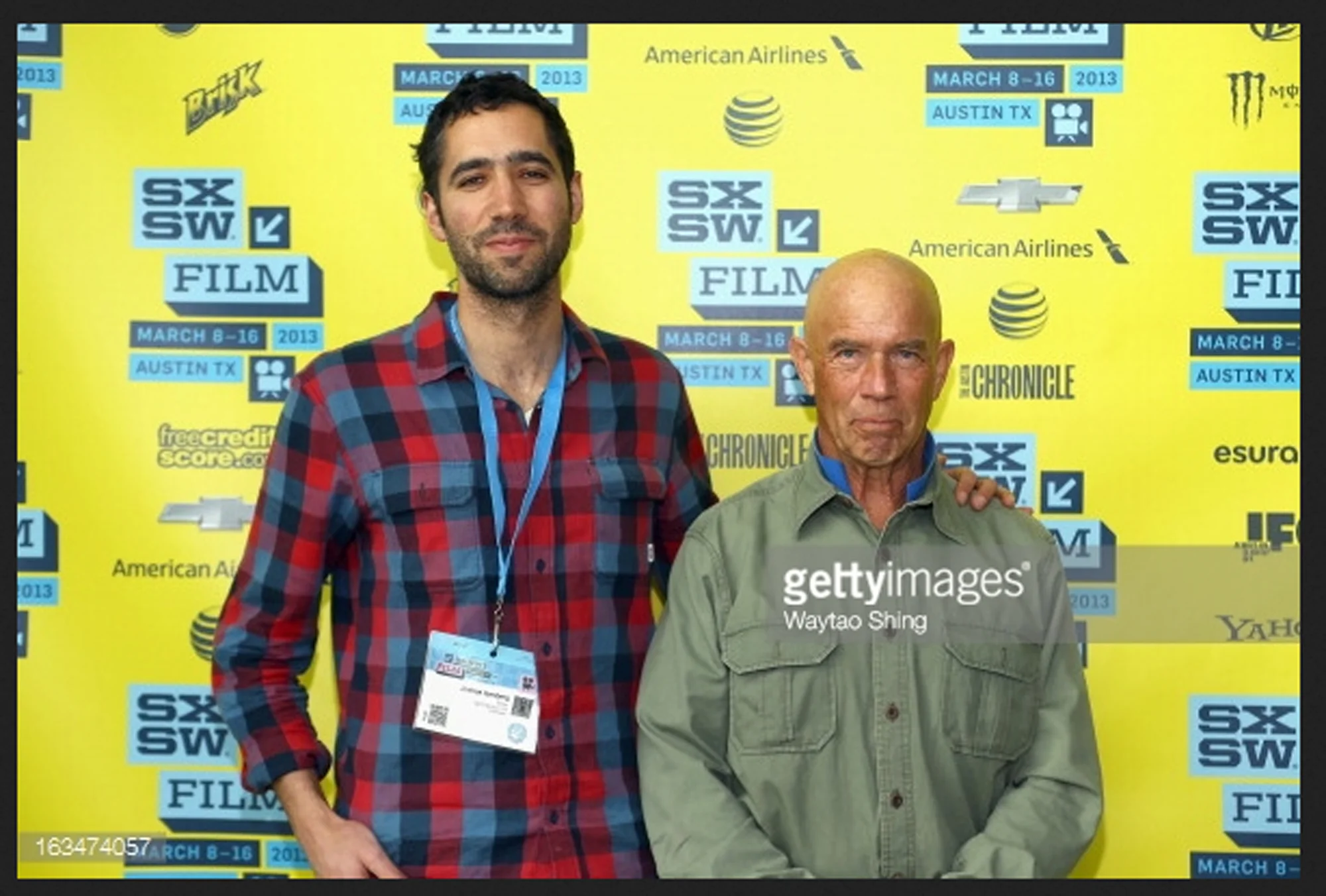 Filmmaker Josh Izenberg and Dr. John “Slomo” Kitchin pose in the greenroom at the Documentary Shorts 2 screening at the annual SXSW Film Festival in Austin, Texas.