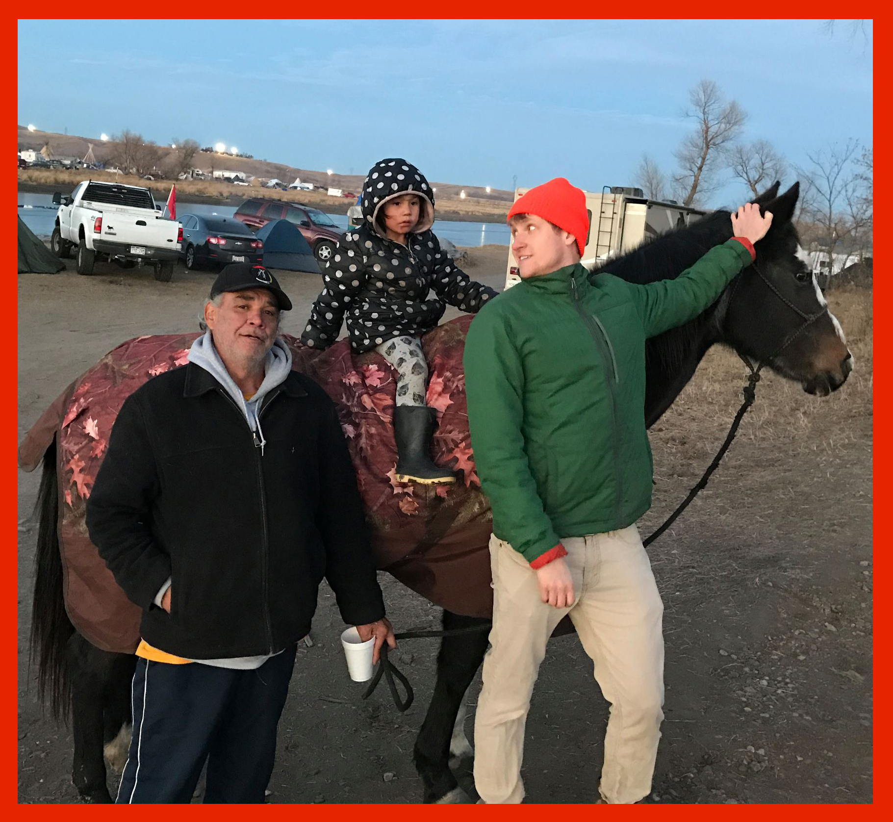 This gentleman on the left is a Standing Rock Sioux elder, his granddaughter on the horse. He was so humbled and grateful for the amazing show of support his people have received from around the world.