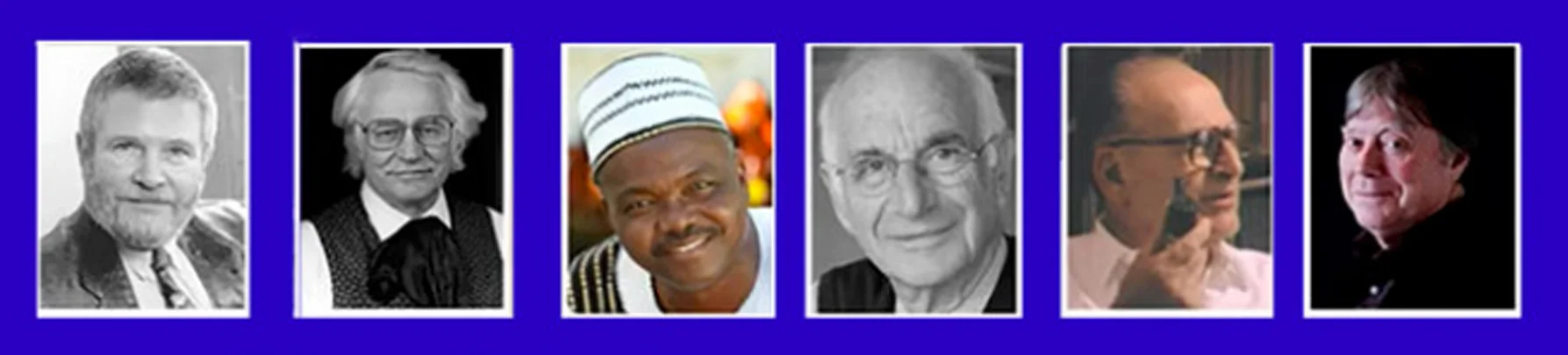 Dr. Johnson candidly explains profound male insights he has learned from the elders of his generation (L to R): Robert Moore, Robert Bly, Malidoma Some’, James Hillman, J. Marvin Spiegelman and Michael Mead.