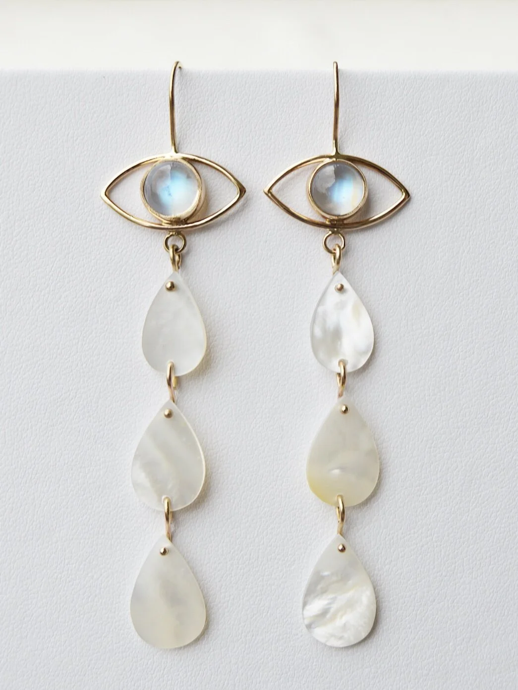 Vision | Moonstone &amp; Mother of Pearl | 14k Gold | Earrings
