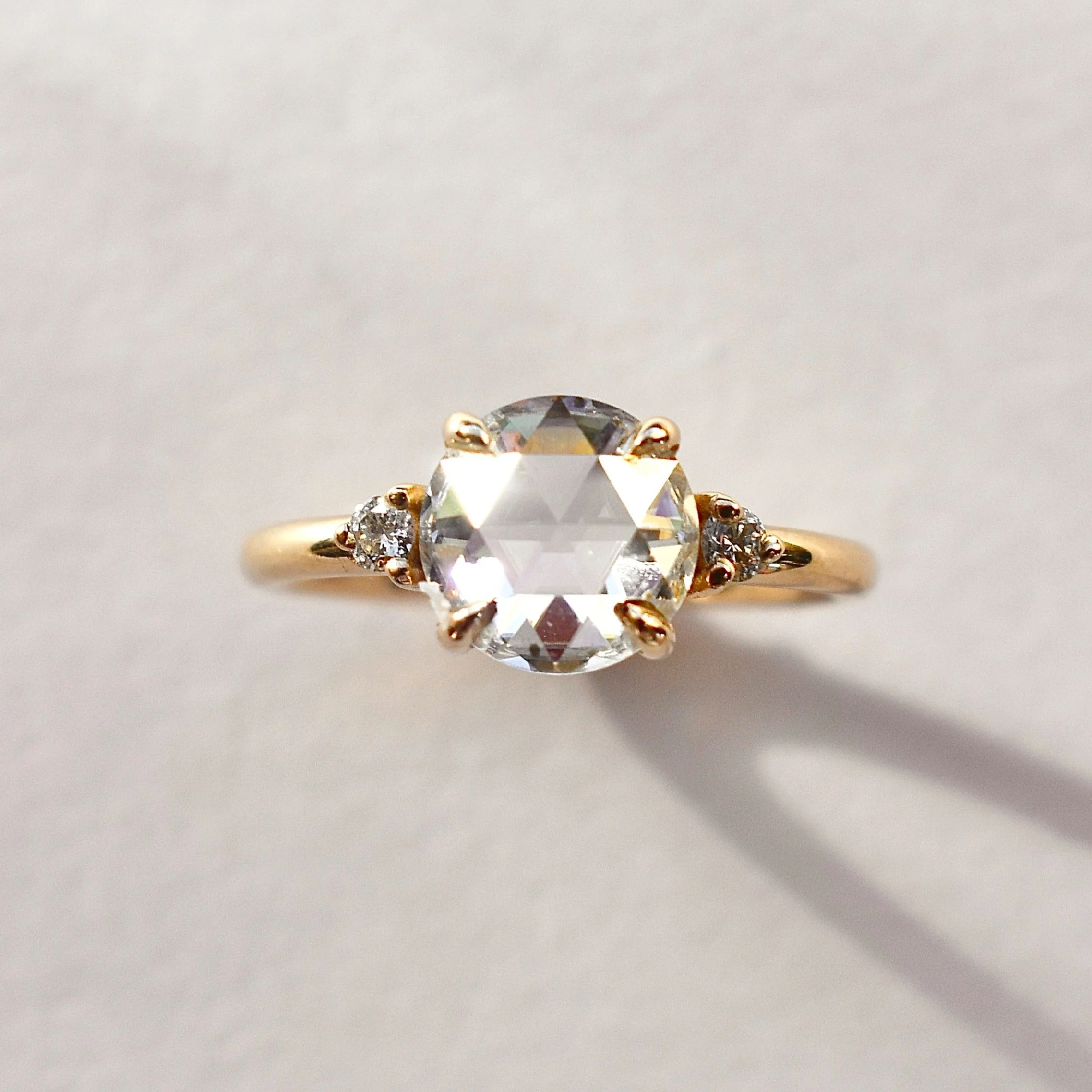 Theia Ring | Moissanite & Diamond | Gold | Made To Order