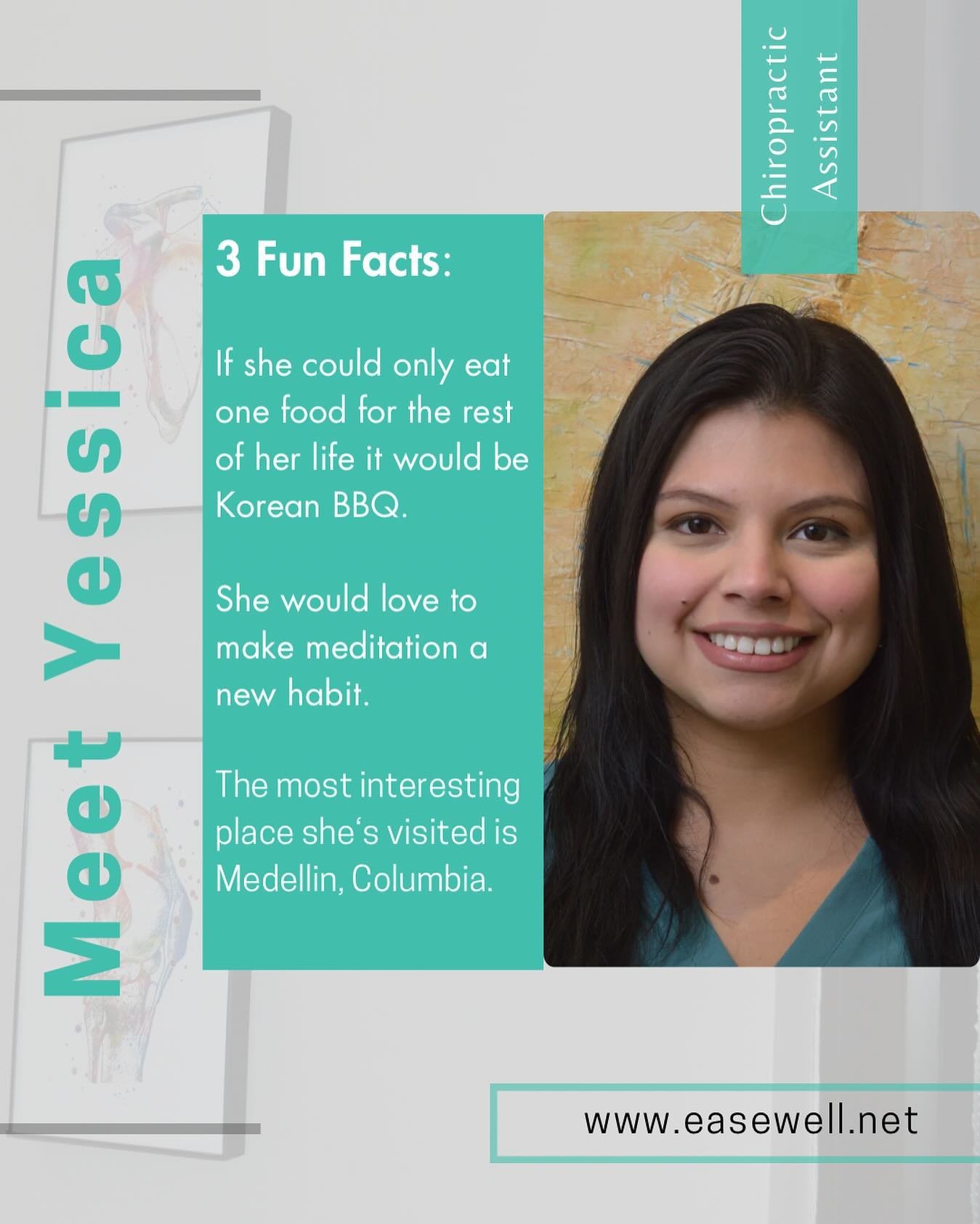 🌟 Meet Yessica, one of our Friendly Chiropractic Assistants at Easewell Chiropractic! 🌿 Yessica&rsquo;s dedication to making every patient experience smooth and stress-free is just one of the many reasons our community loves Easewell.

👉 Ready to 