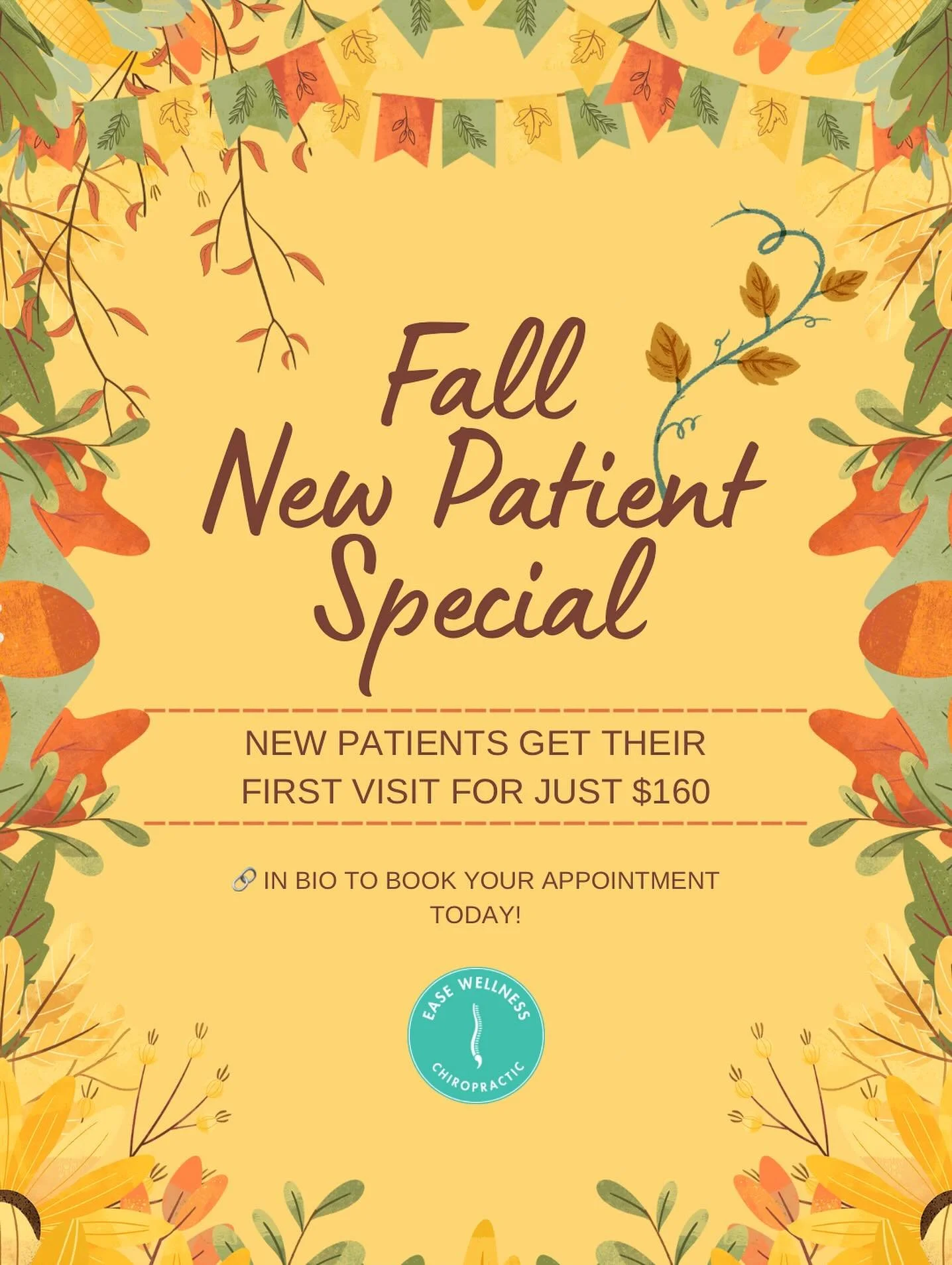 🍂 It&rsquo;s Fall y&rsquo;all! It&rsquo;s the perfect time to prioritize YOUR health and wellness, and we have the perfect way to do that...our Fall New Patient Special. 

For just $160, new patients can receive their first visit with us. Whether yo