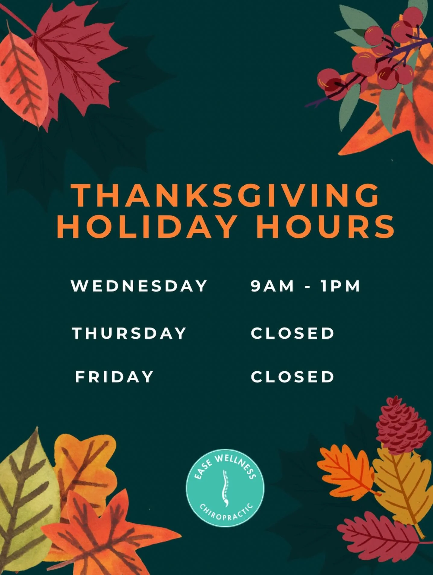 Holiday Hours Alert! 🦃

We&rsquo;ll be open Wednesday, 11/26 from 9am-1pm at all locations. Closed Thursday 11/27 and Friday 11/28 so our team can celebrate with their families.

Need to reschedule or book your next appointment? Use our online booki