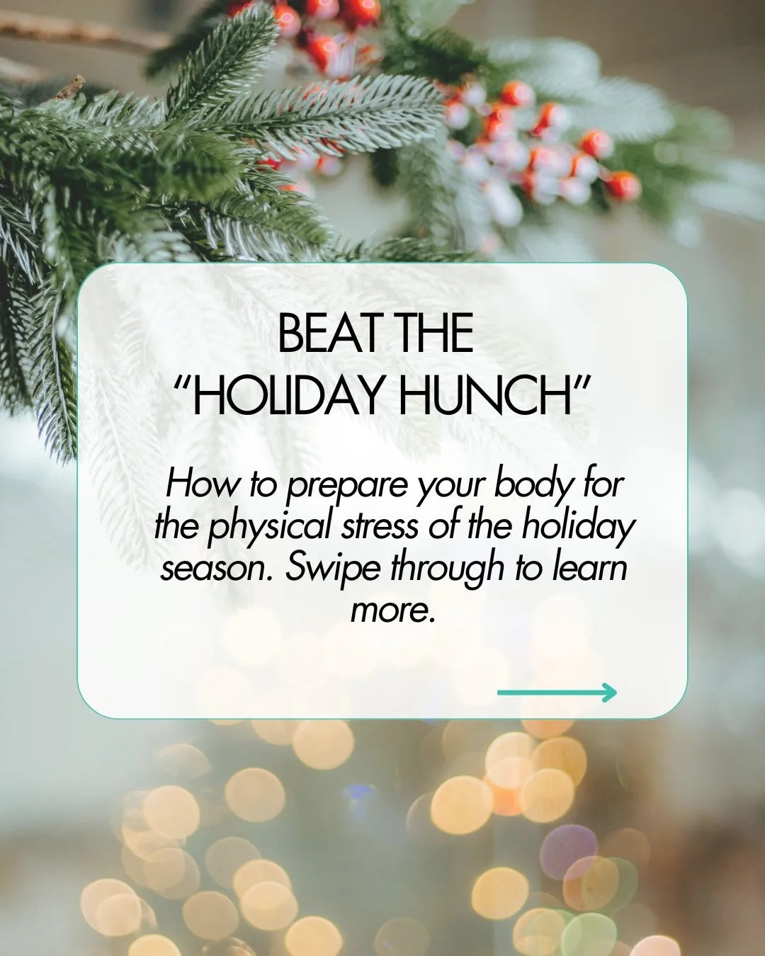 The holidays are meant for connection and celebration&hellip;not neck pain, low back tension, or that familiar &ldquo;holiday hunch.&rdquo;

Between cooking marathons, travel days, shopping, and hosting, your body takes on more stress than you realiz