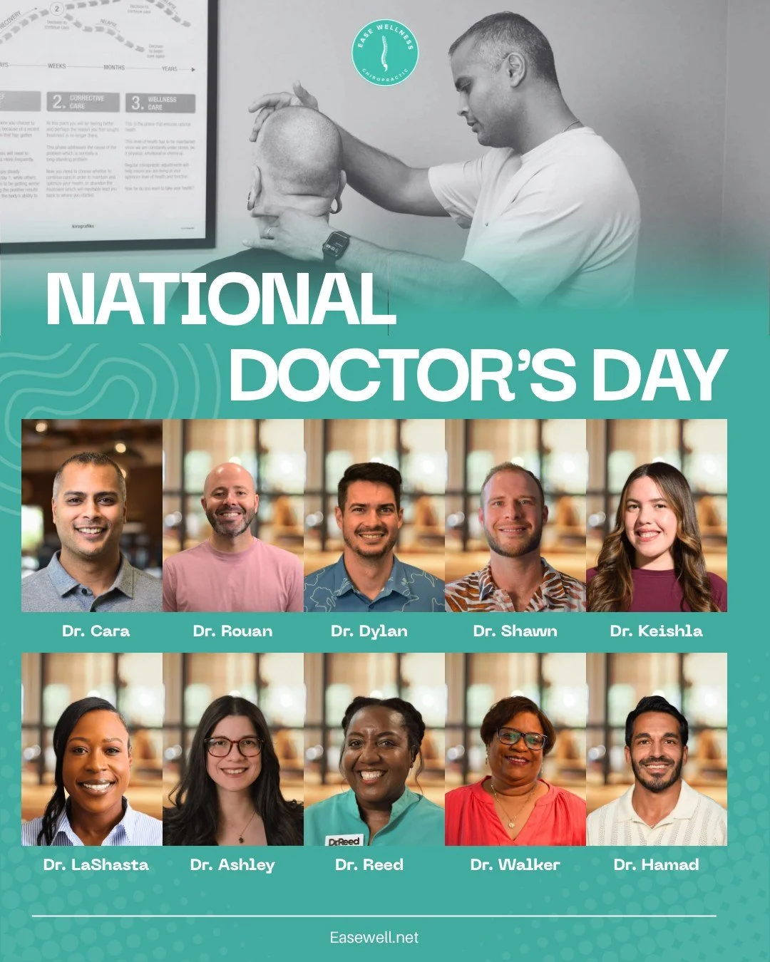 🩺 Happy National Doctor's Day!
Today we celebrate the incredible doctors who show up every day to help our patients move better, feel better, and live better. We are proud to have some of the best in the business right here at Ease Wellness. 💚
Here