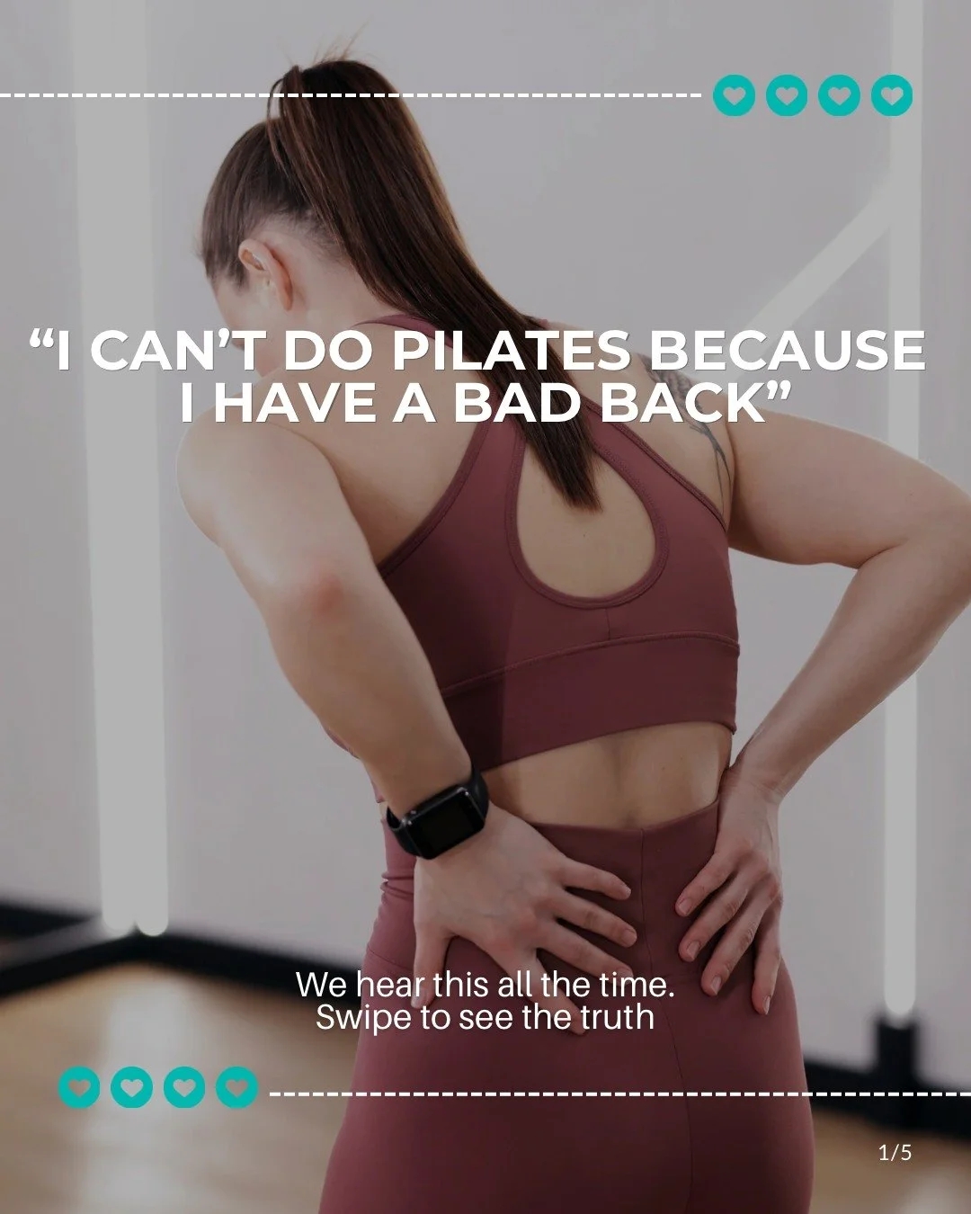 'I cannot do Pilates because I have a bad back...weak knees...shoulder injury...
We hear this a lot. And we are here to tell you it is almost never true. Swipe to see why. 👉

Whether you have osteoporosis, scoliosis, are pregnant, are recovering fro