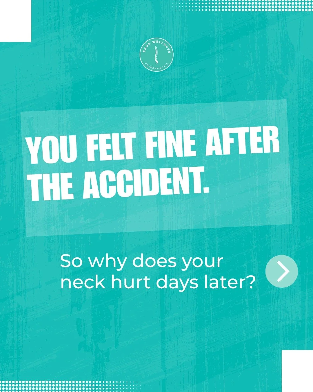 You felt fine right after the accident. So why does your neck hurt three days later?

There is a real explanation for this, and we hear it from patients all the time.

When your body is in a collision, even a low-speed one, the forces move through yo