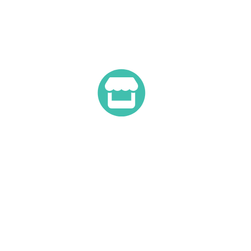 Map marker icon with a store front logo and the text 'Macon' underneath, representing a location or business in Macon.
