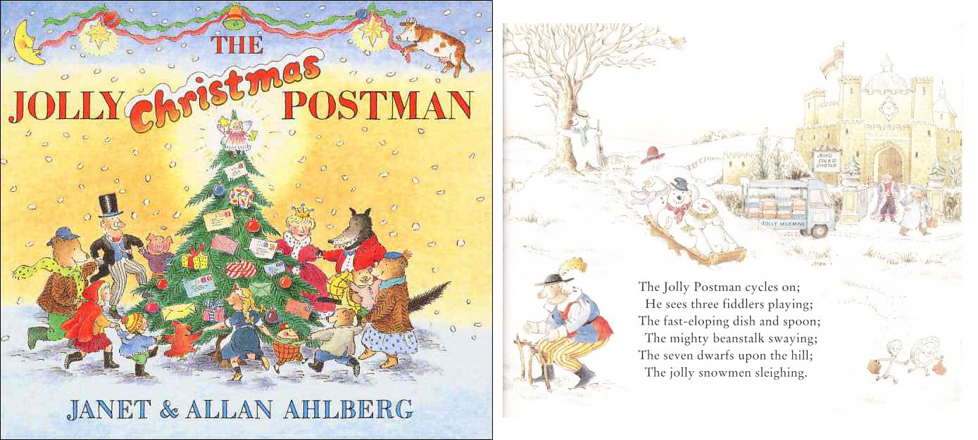 The Jolly Postman bicycles his way throughout fairy-tale-land in December as he delivers the mail. You, the reader, not only get to check in with Little Red Riding Hood and Baby Bear as he drops off cards and letters, but you also get the illicit thrill of reading their mail . Best if you've already read The Jolly Postman .