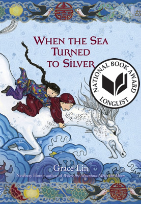Is that horse really a horse? Why is it diving so eagerly into the sea? Grace Lin also illustrates her books and the reviewers universally raved about the illustrations. The audio CD came with a PDF of the illustrations, but we didn't get to them. Next time!