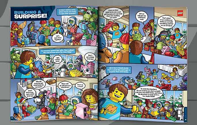  A sample spread from a Lego Club magazine.