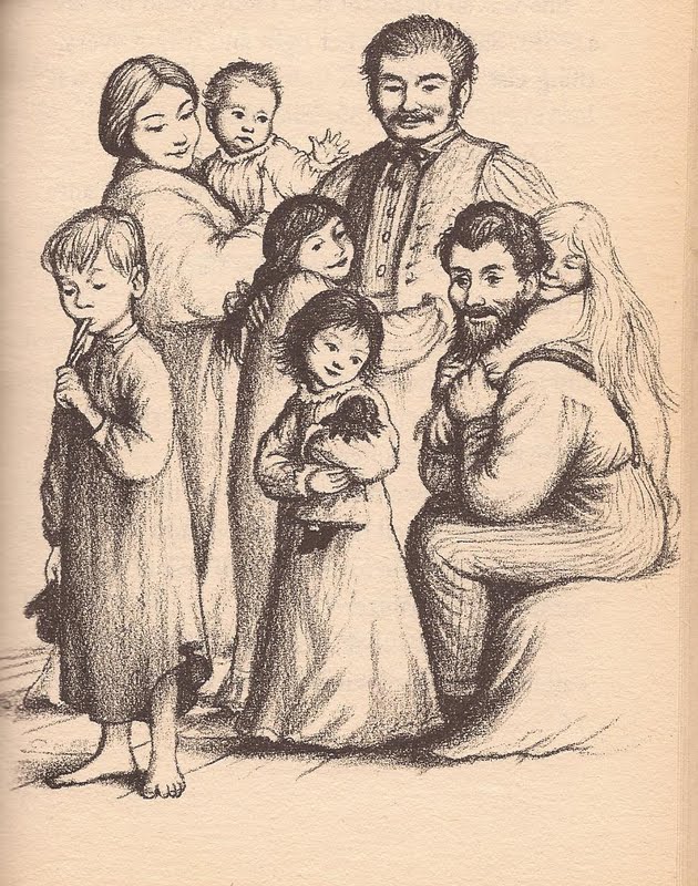 Laura Ingalls Wilder, her extended family, and her new doll Charlotte, Christmas 1870.