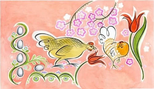 P. Zonka Lays an Egg's chicken heroine is an artist. She's a little bit different than the other chickens, and her eggs are also different.