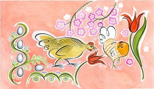 P. Zonka Lays an Egg 's chicken heroine is an artist. She's a little bit different than the other chickens, and her eggs are also different.