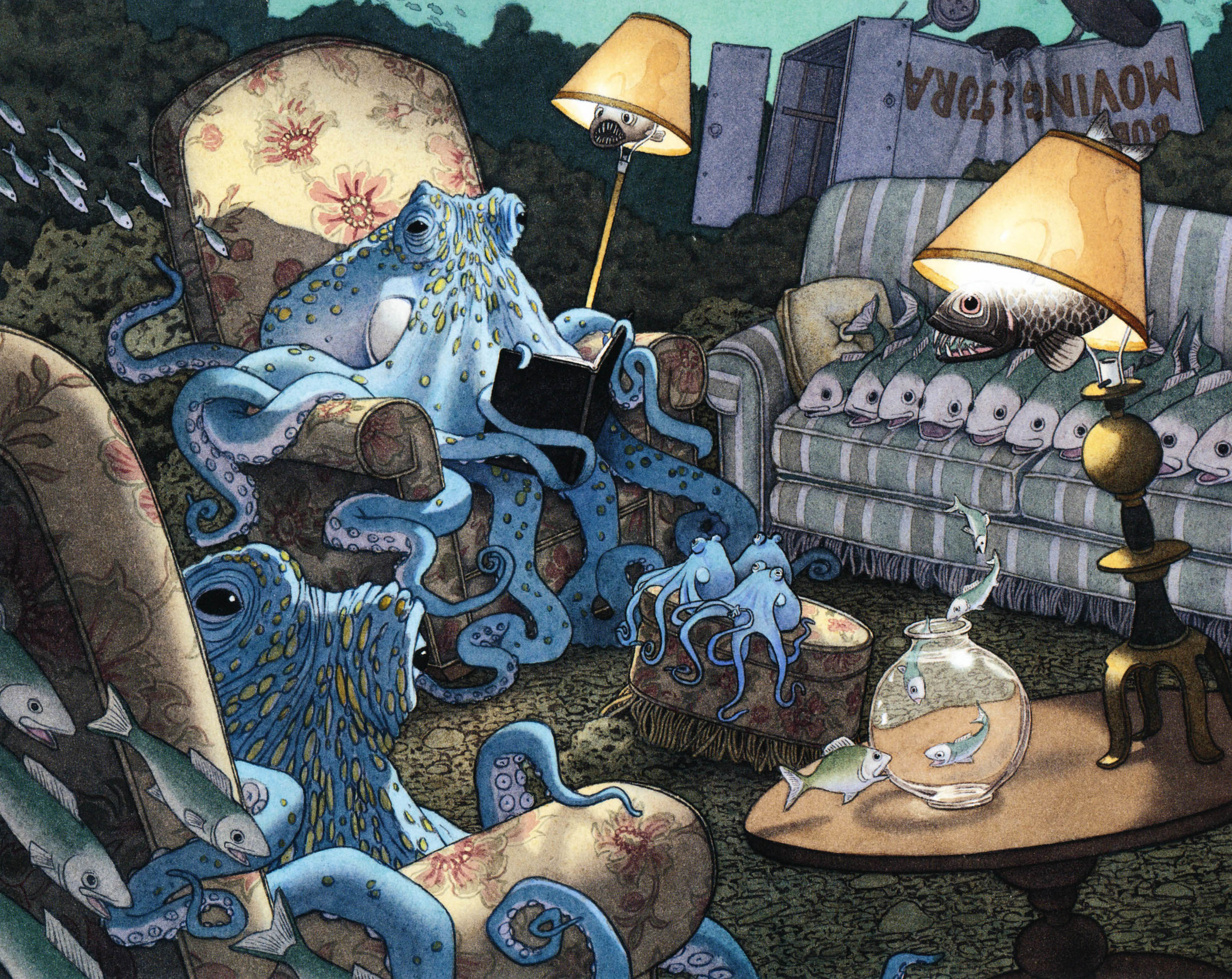 One of the mysterious camera's images, from the David Wiesner book Flotsam .