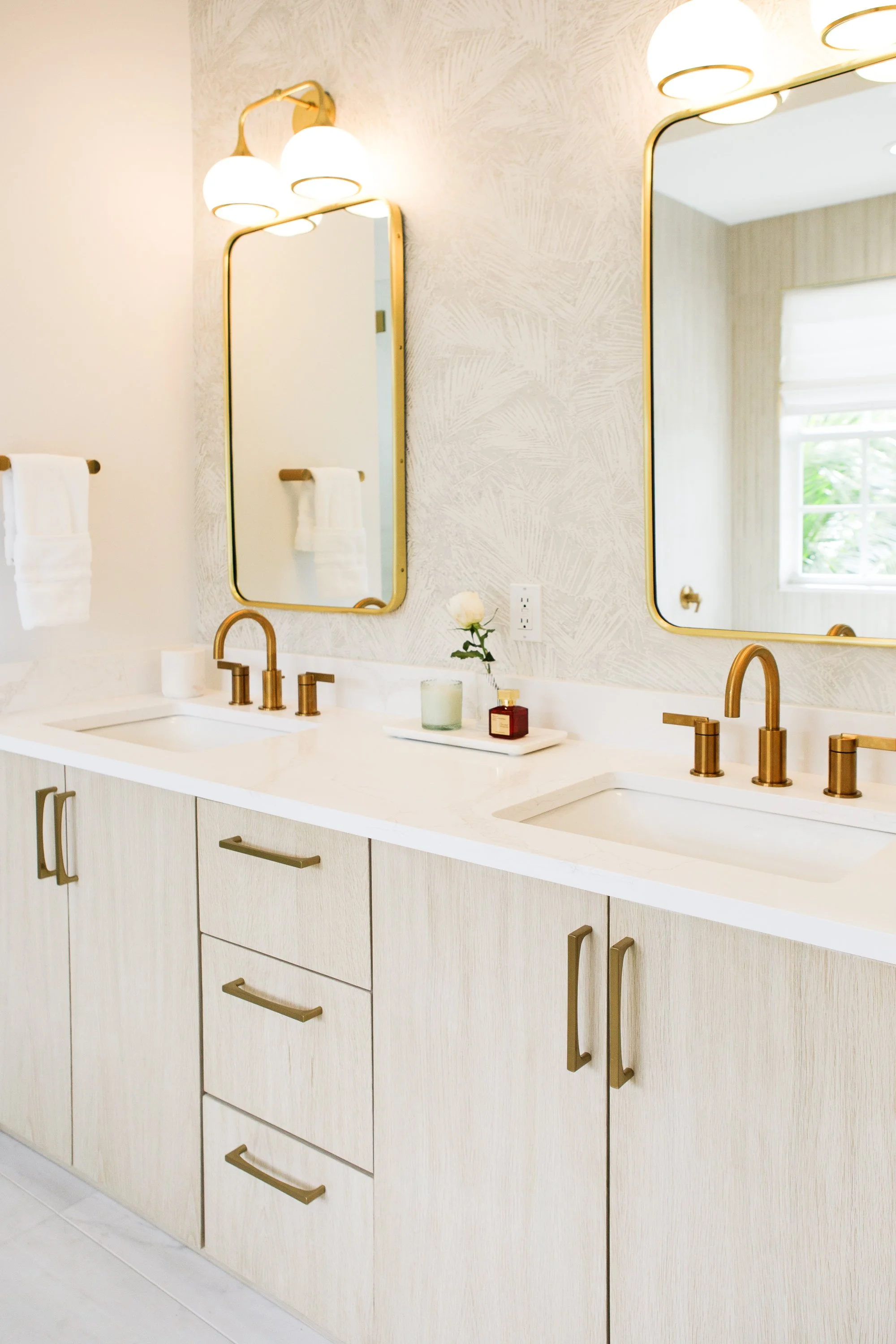 luxury master bathroom with high end fixtures and natural materials