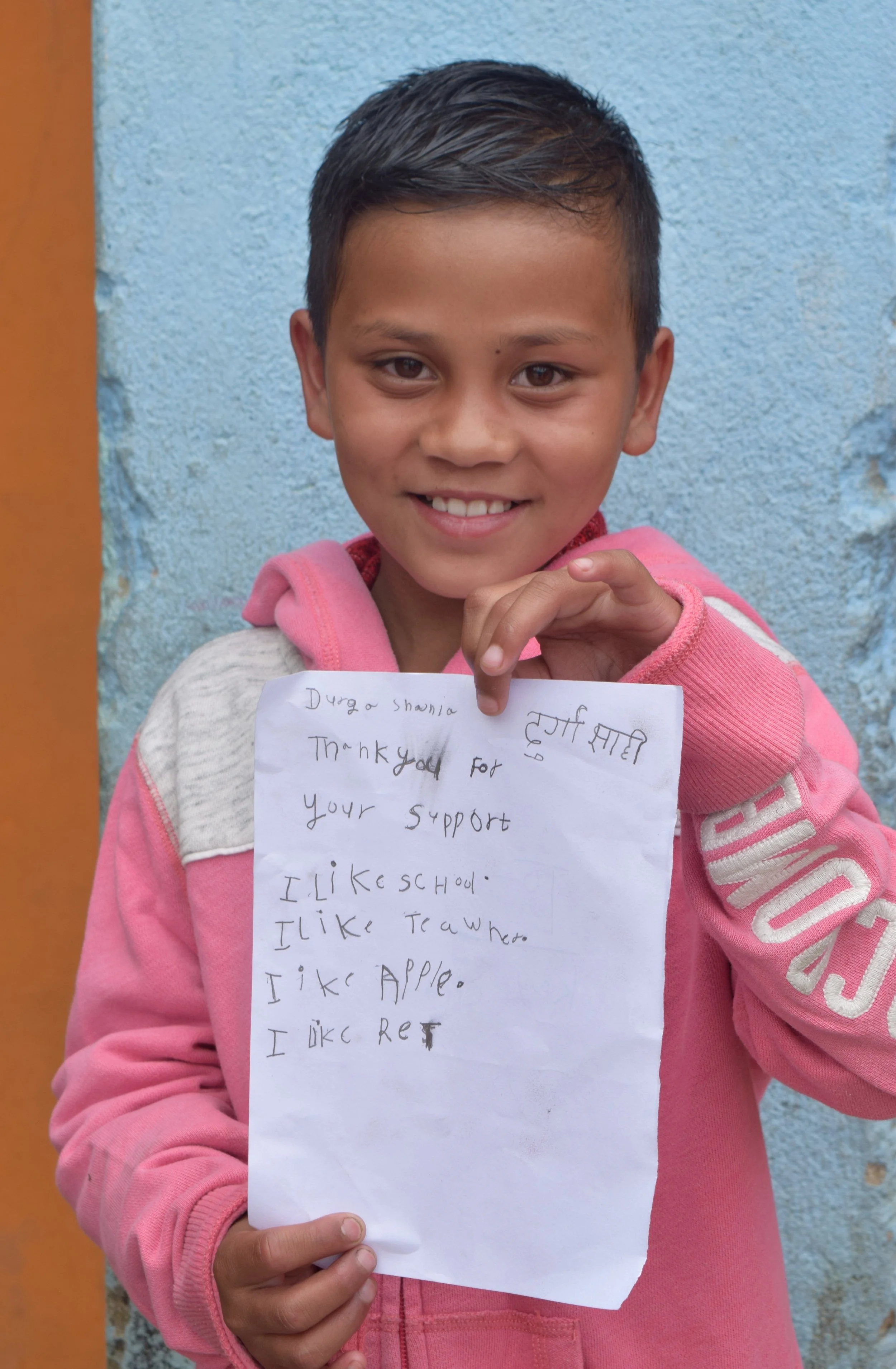 Durga, Kaye’s sponsored child at Catherine’s Kindergarten