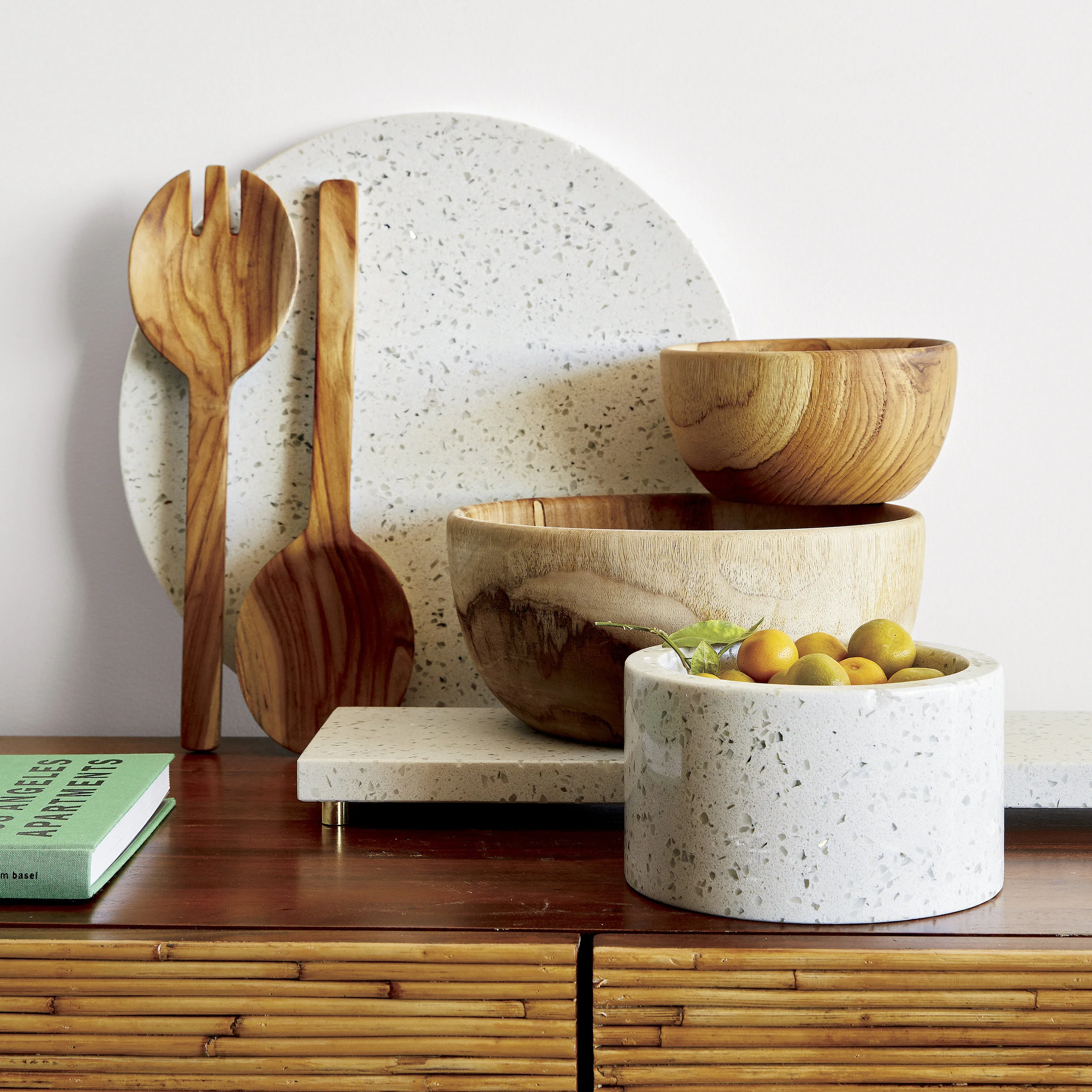 Teak and Terrazzo Serveware