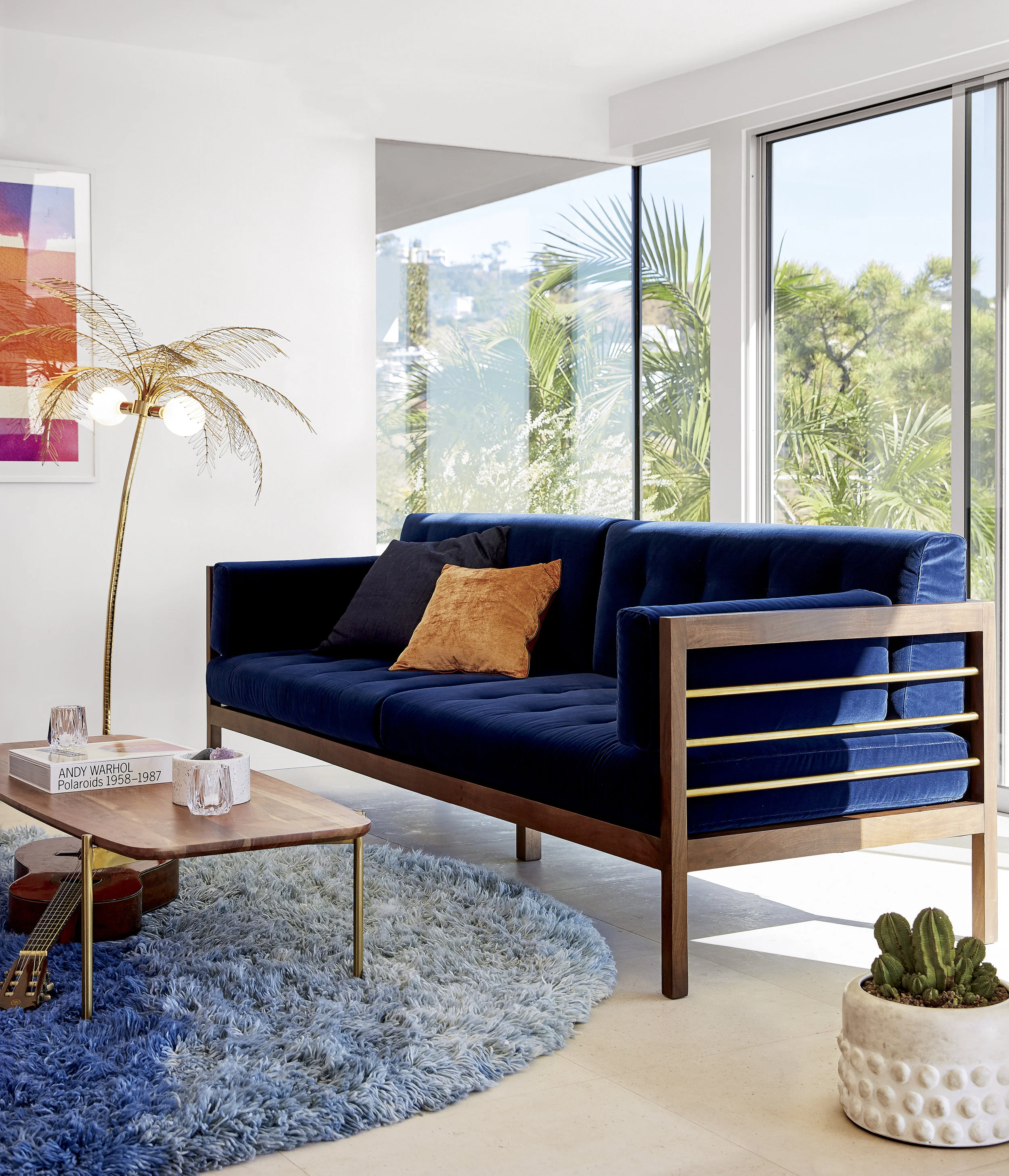 Hollywood midnight blue velvet sofa
