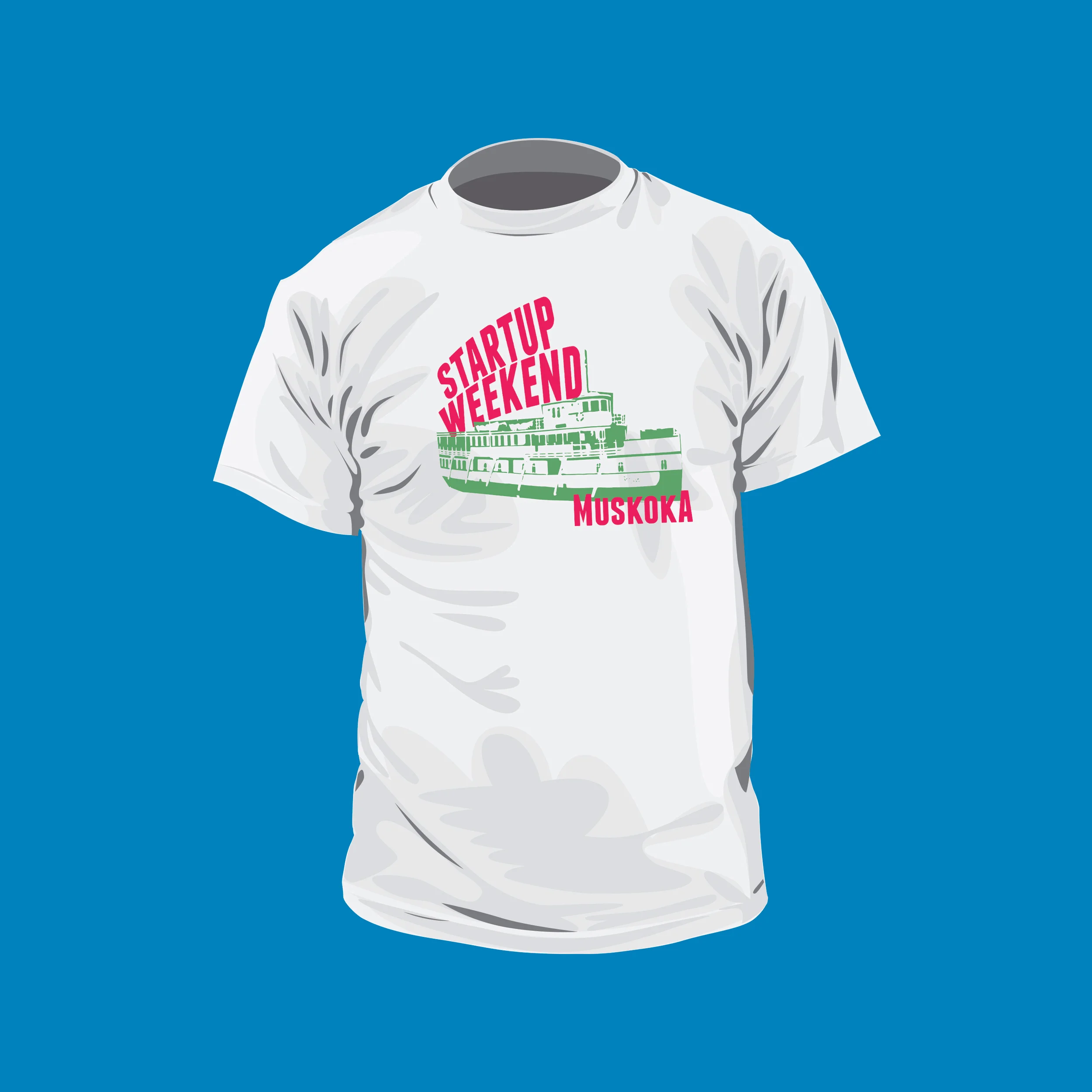 Promotional T-shirt design for Startup Weekend Muskoka.