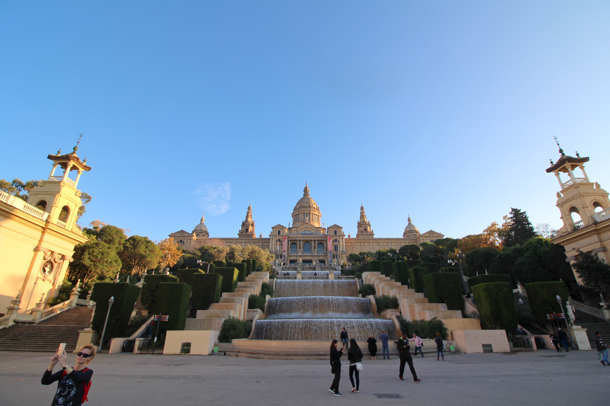 This is the Palau Nacional, and the "Magic Fountain" is at the top of the steps