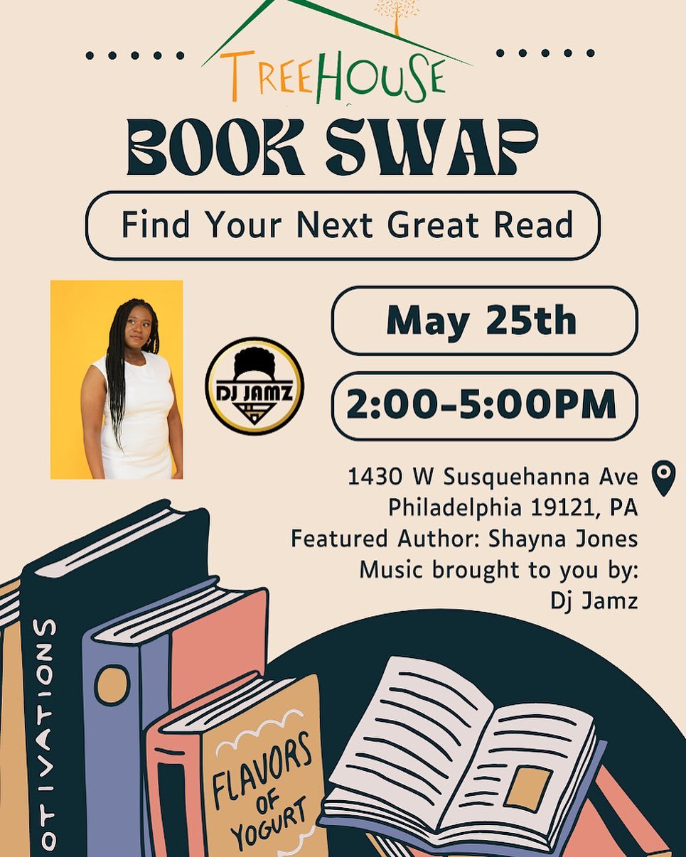 Find your next great read at our May Book Swap📚🫱🏽&zwj;🫲🏾
Featuring Author: @9acrev.i.bes 
Music Provided by: @djjvmz 

Location: 1430 W Susquehanna Ave
Time: 2:00 a 5:00 PM