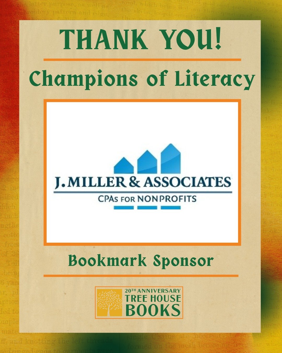 Champions of Literacy Sponsor shout out: Joyce Miller &amp; Associates

Thank you for all the support!

#COL25 #ChampionsOfLiteracy #TreeHouseBooks #SponsorSpotlight