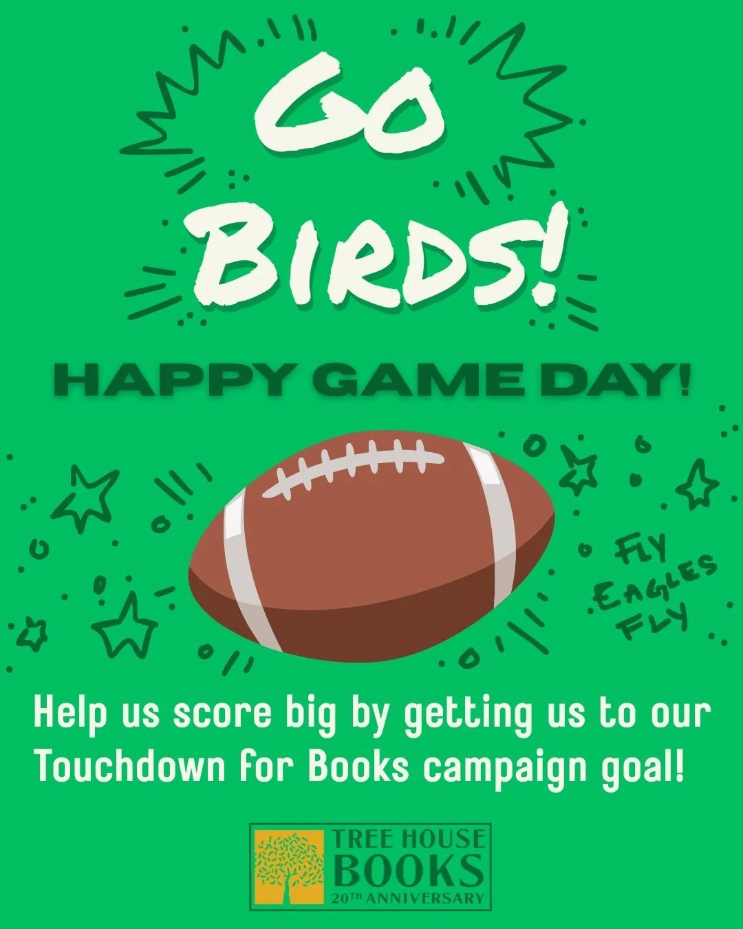 It's game day! Hope your holidays have been spent well and are ready to ring in the new year with another Eagles win! 
Our campaign is still live-- donate and win yourself a t-shirt and others books! 
https://lght.ly/og1nk9a