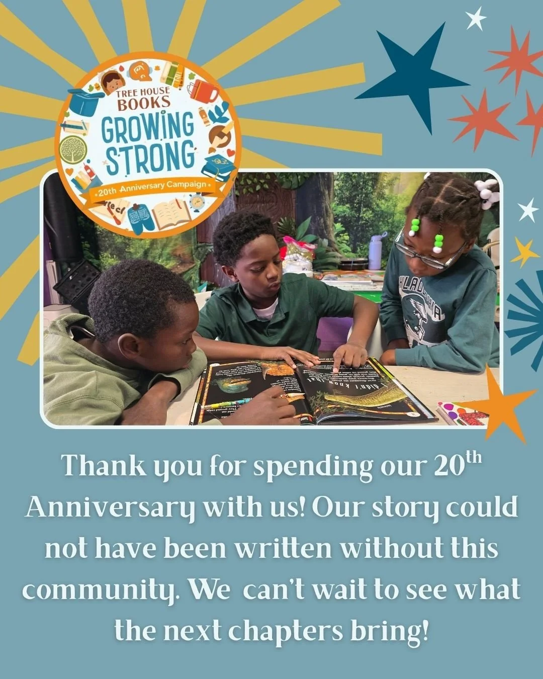 Happy New Years Eve! Thank you all for the support this past year in sharing in our mission to raise and grow a community of readers, writers, and thinkers! 

Today's the last day to donate to our annual campaign- head to our website to see how you c