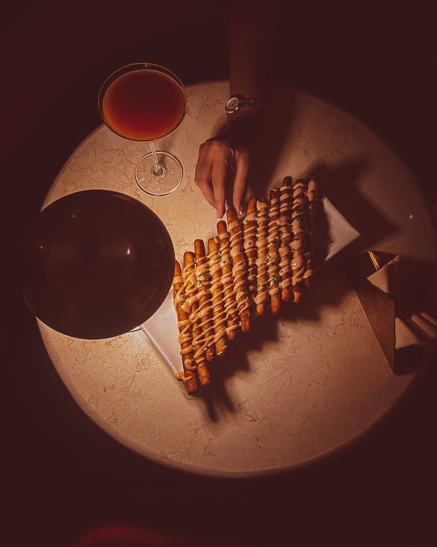 Not just cocktails.
The kind of evening that starts with one drink
and ends with an order you didn't plan.
Drinks or food first, what's your move at Madame?