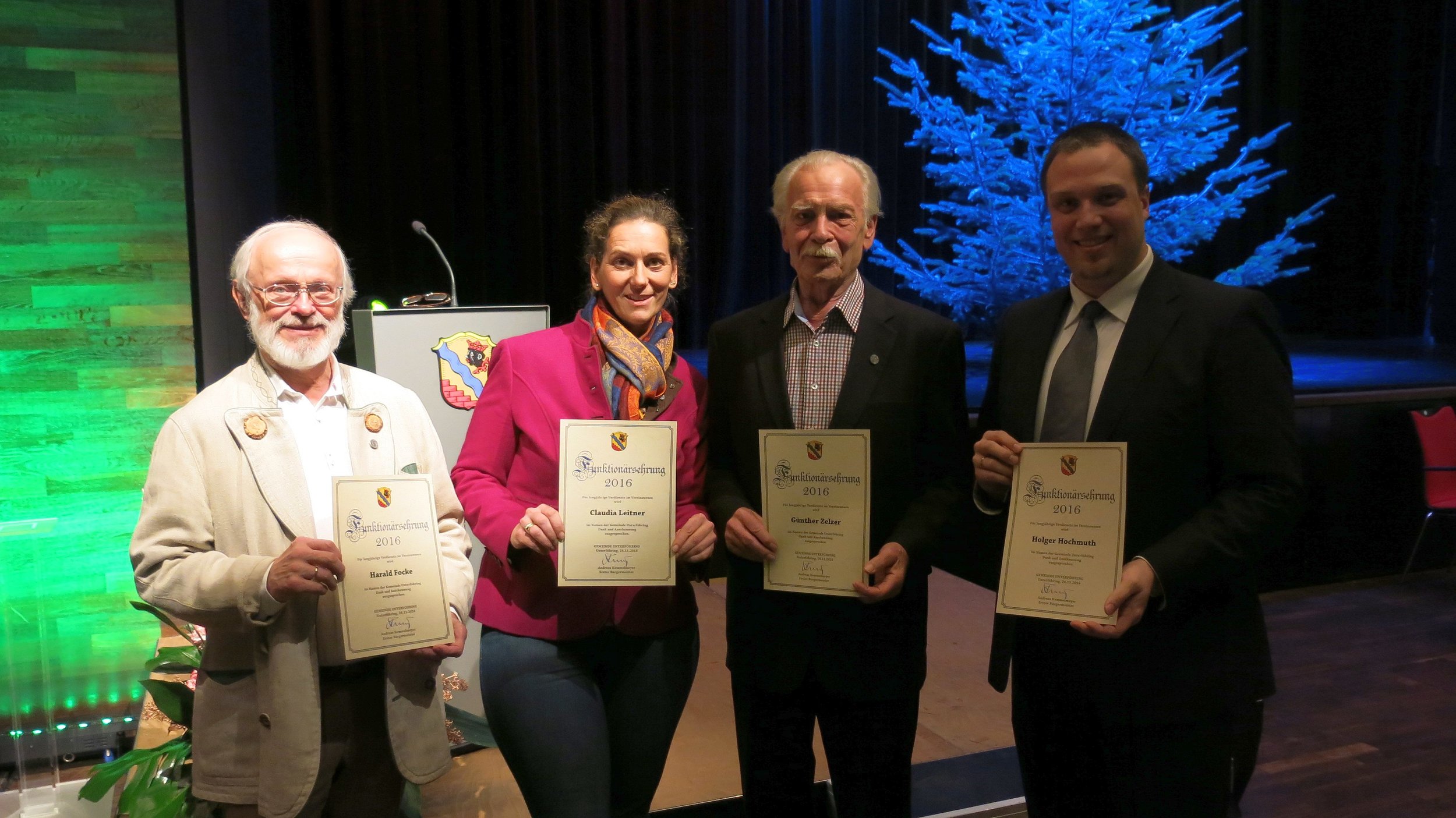 Verdiente Ehrenamtliche (v. l.): Harald Focke, Claudia Leitner, Günther Zelzer und Holger Hochmuth.
