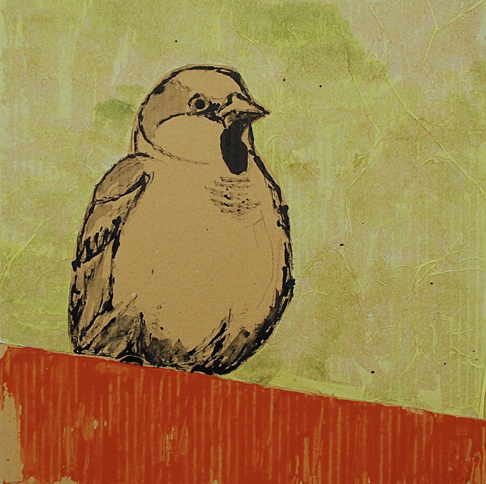Parker Acrylic & collage on board | 370 x 370mm