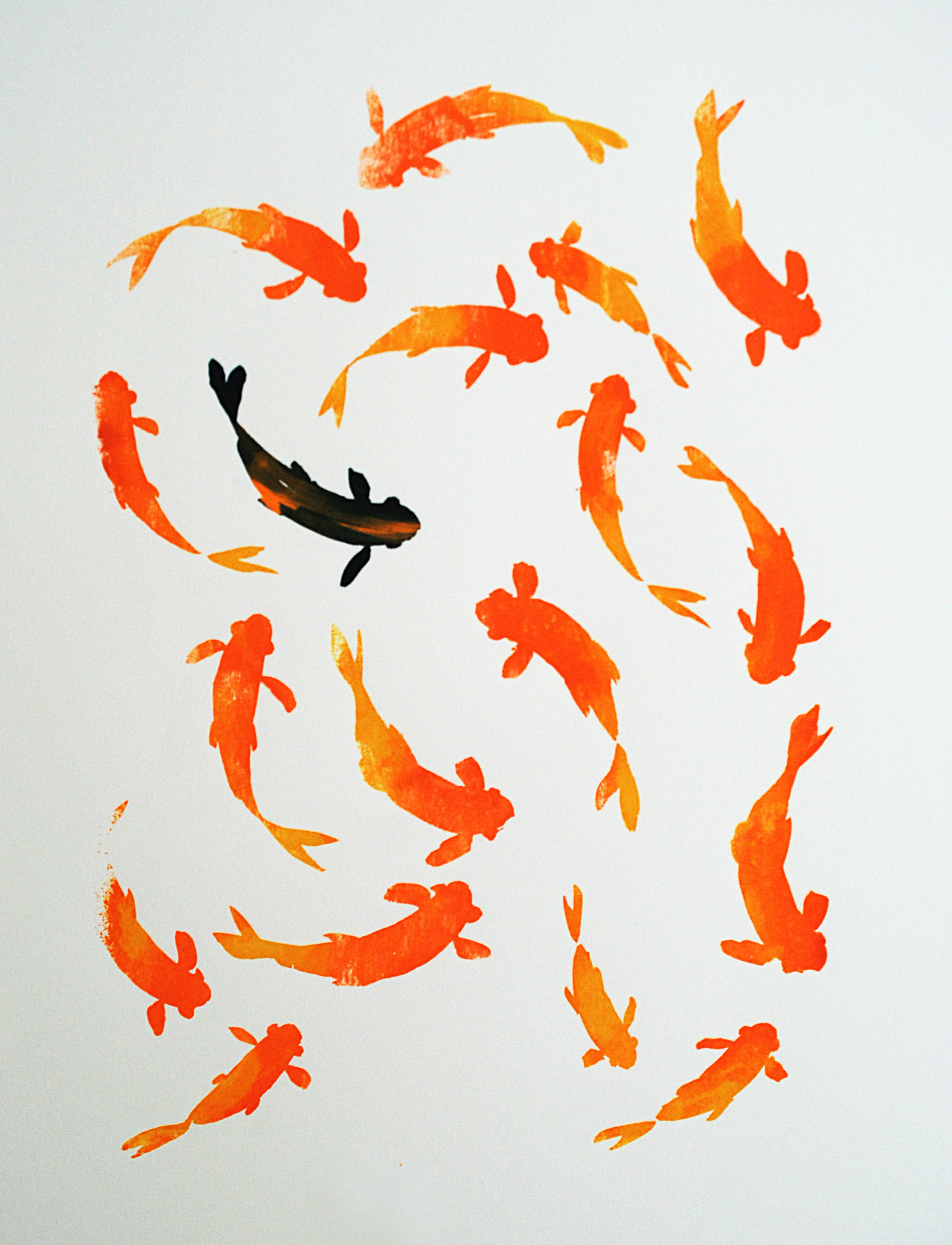  Goldfish white Silkscreen print 