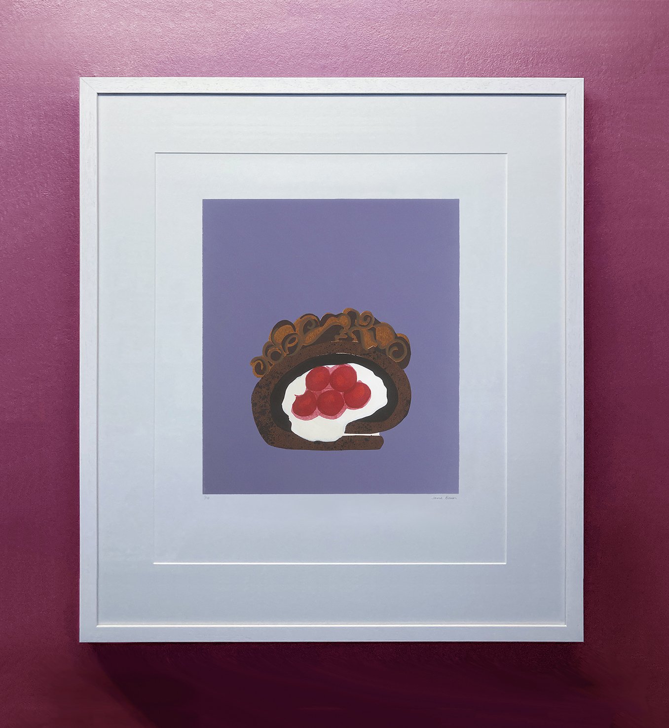   Chocolate Roulade with Boozy Berries  Silkscreen print Unframed paper size: 297 x 420mm 
