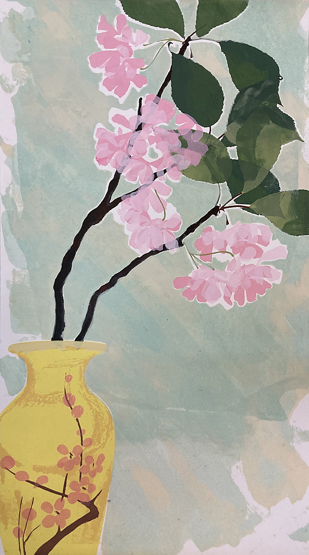   Cherry Blossom Vase  Variable mono screenprint on paper 340 x 600mm 