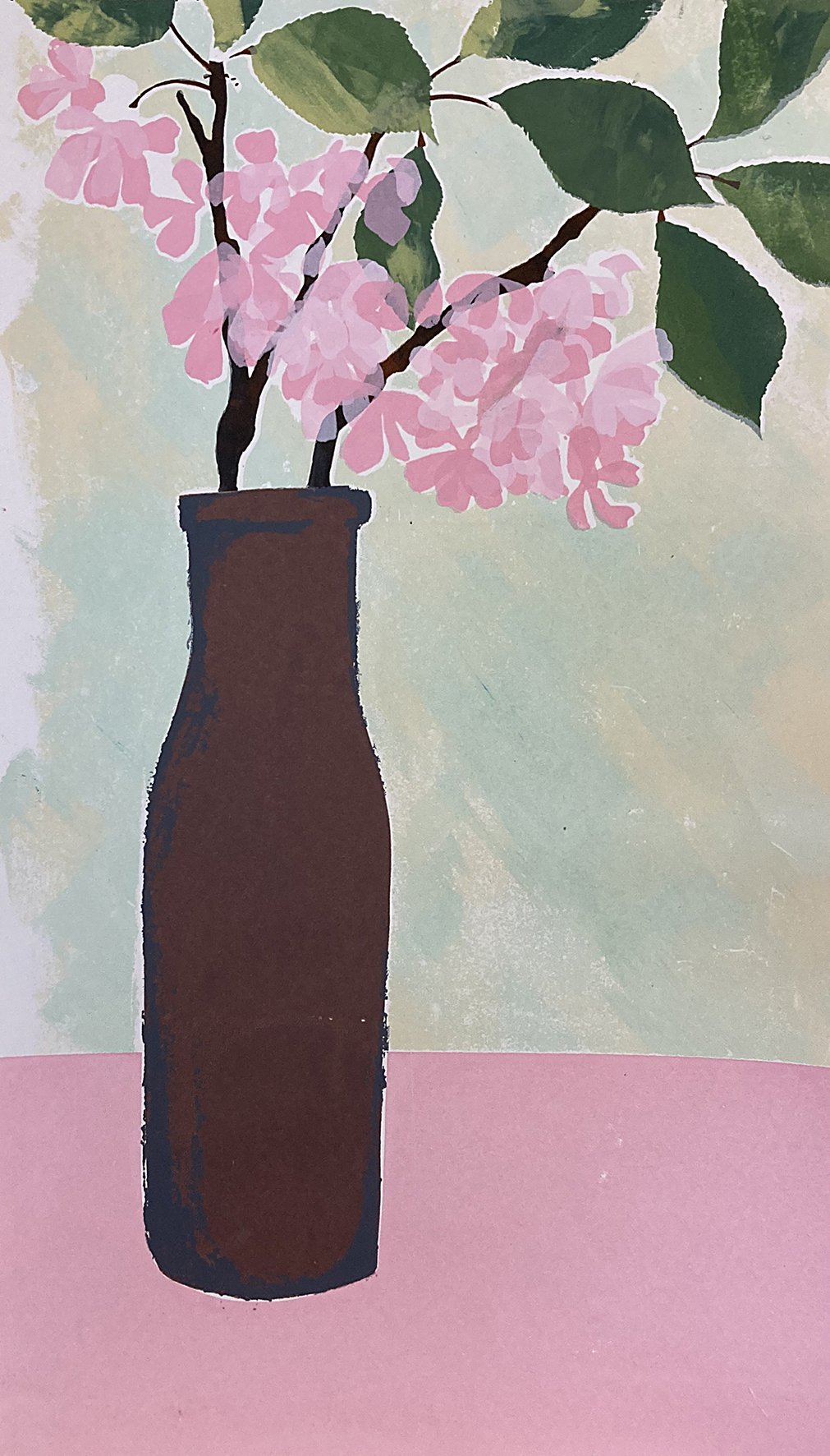   Amsterdam Vase and   Cherry Blossom  Variable mono screenprint on paper 340 x 600mm 