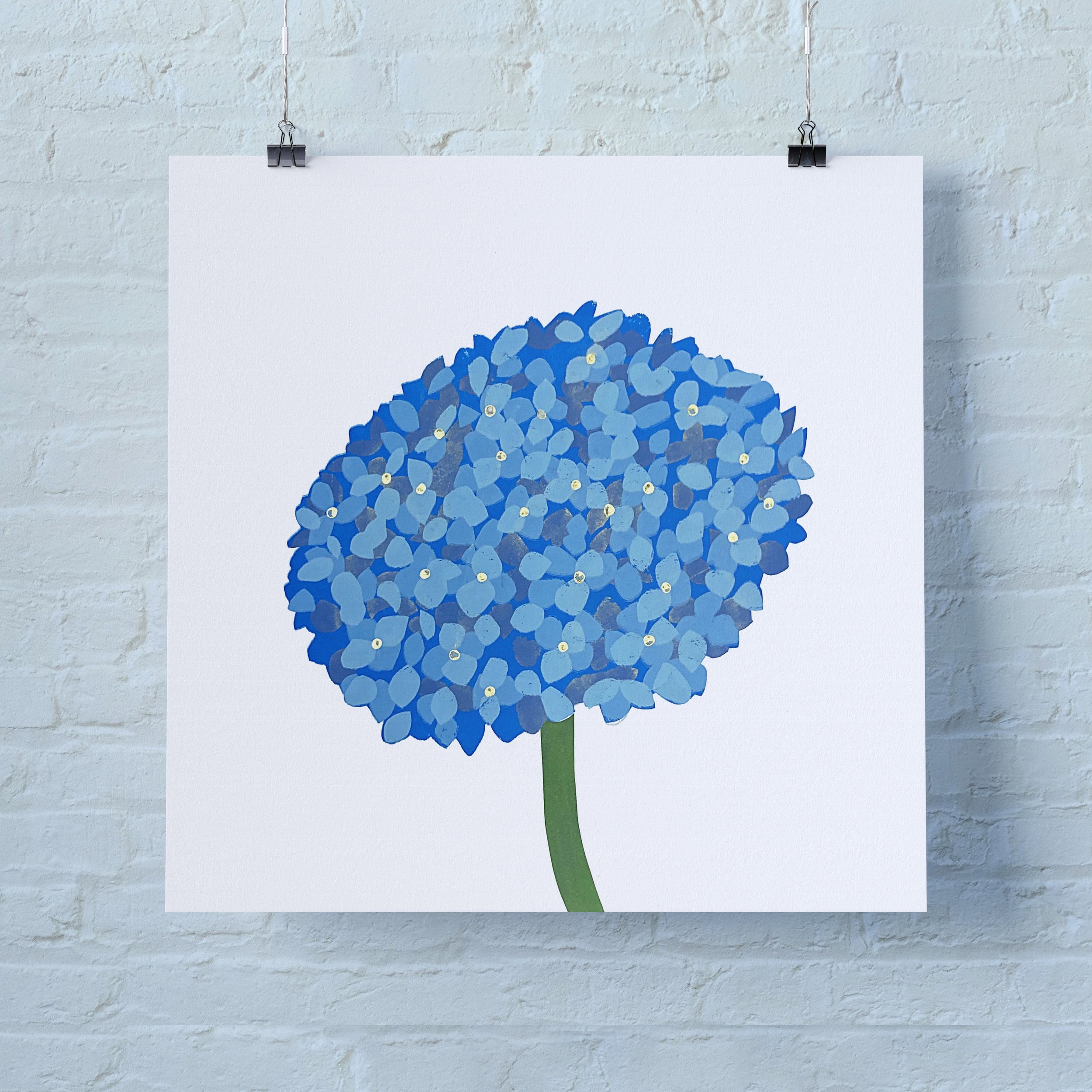 Hydrangea Screenprint 590 x 590mm unframed