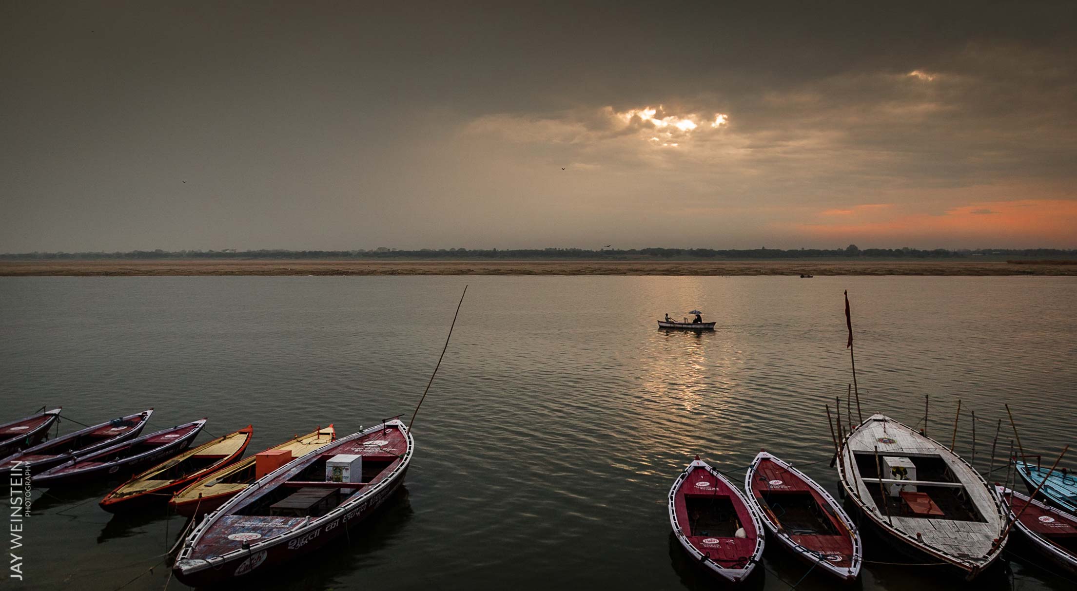 The sun rises over the Ganges River in Varanasi, Uttar Pradesh.