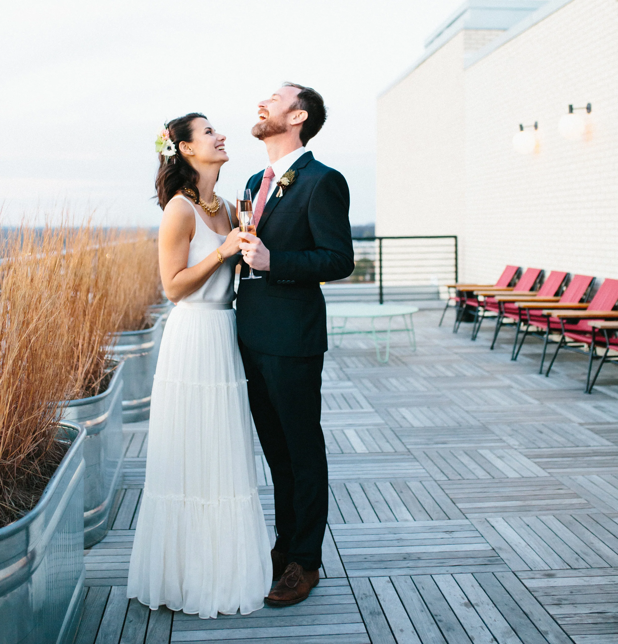 Claire + Bryan's Intimate Rooftop Wedding at The Durham