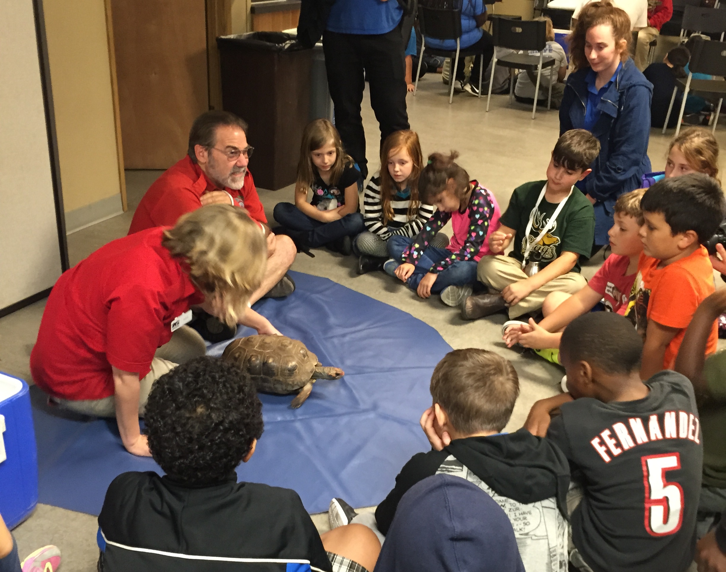Members learn how to properly pet different reptiles.